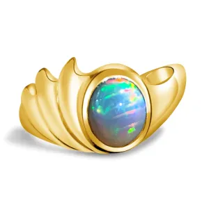 18kt Opera House design ring with Black Opal 0.9ct