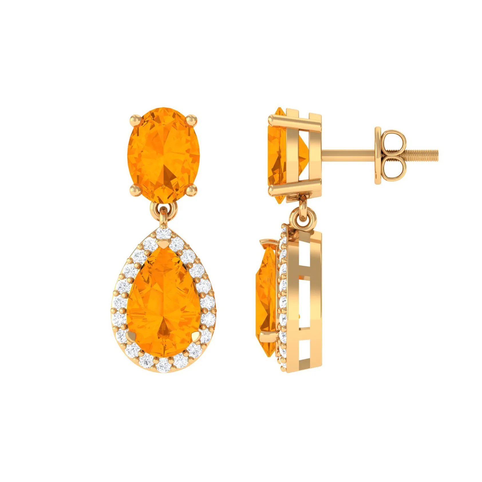 3 CT Classic Fire Opal Dangle Earrings with Diamond