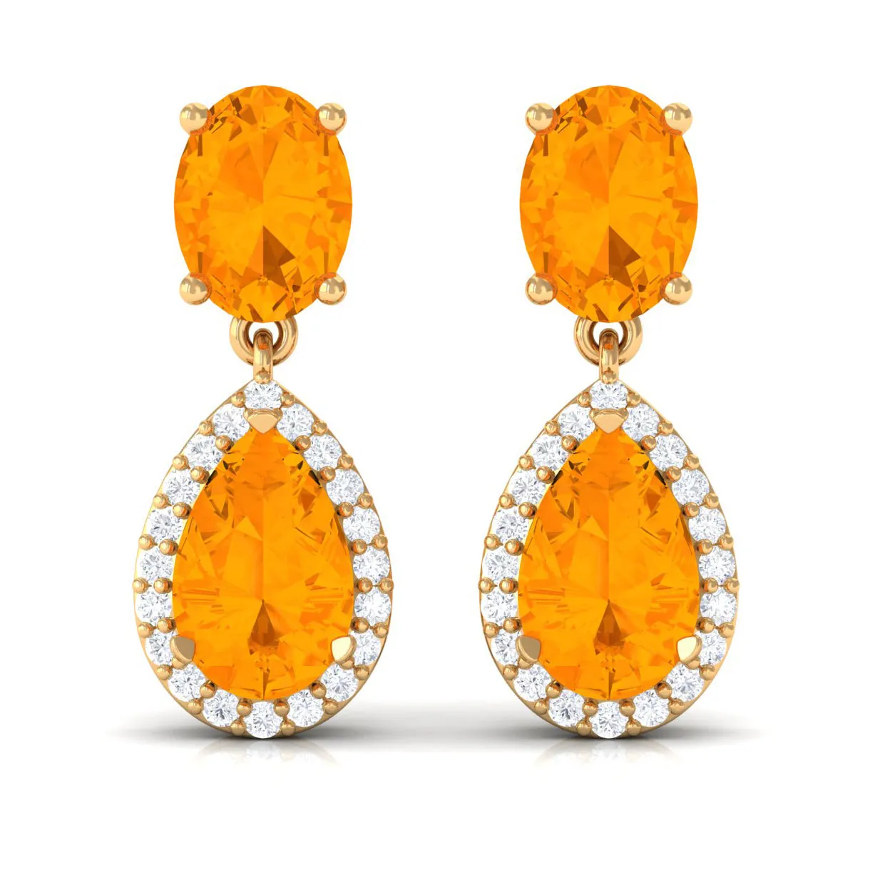 3 CT Classic Fire Opal Dangle Earrings with Diamond