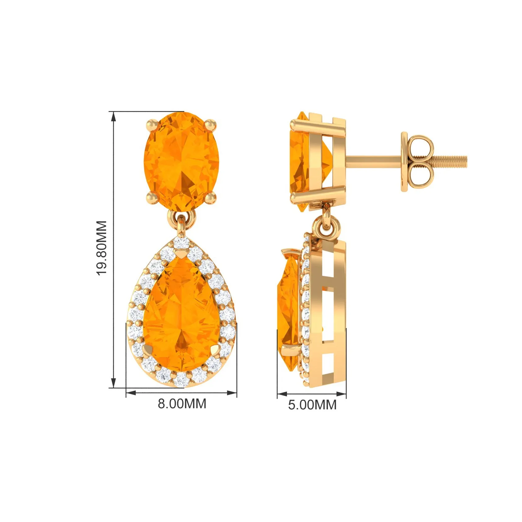 3 CT Classic Fire Opal Dangle Earrings with Diamond