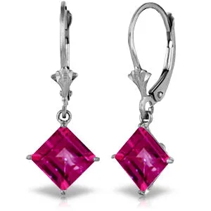 3.2 Carat 14K Solid White Gold Rely On Me Pink Topaz Earrings
