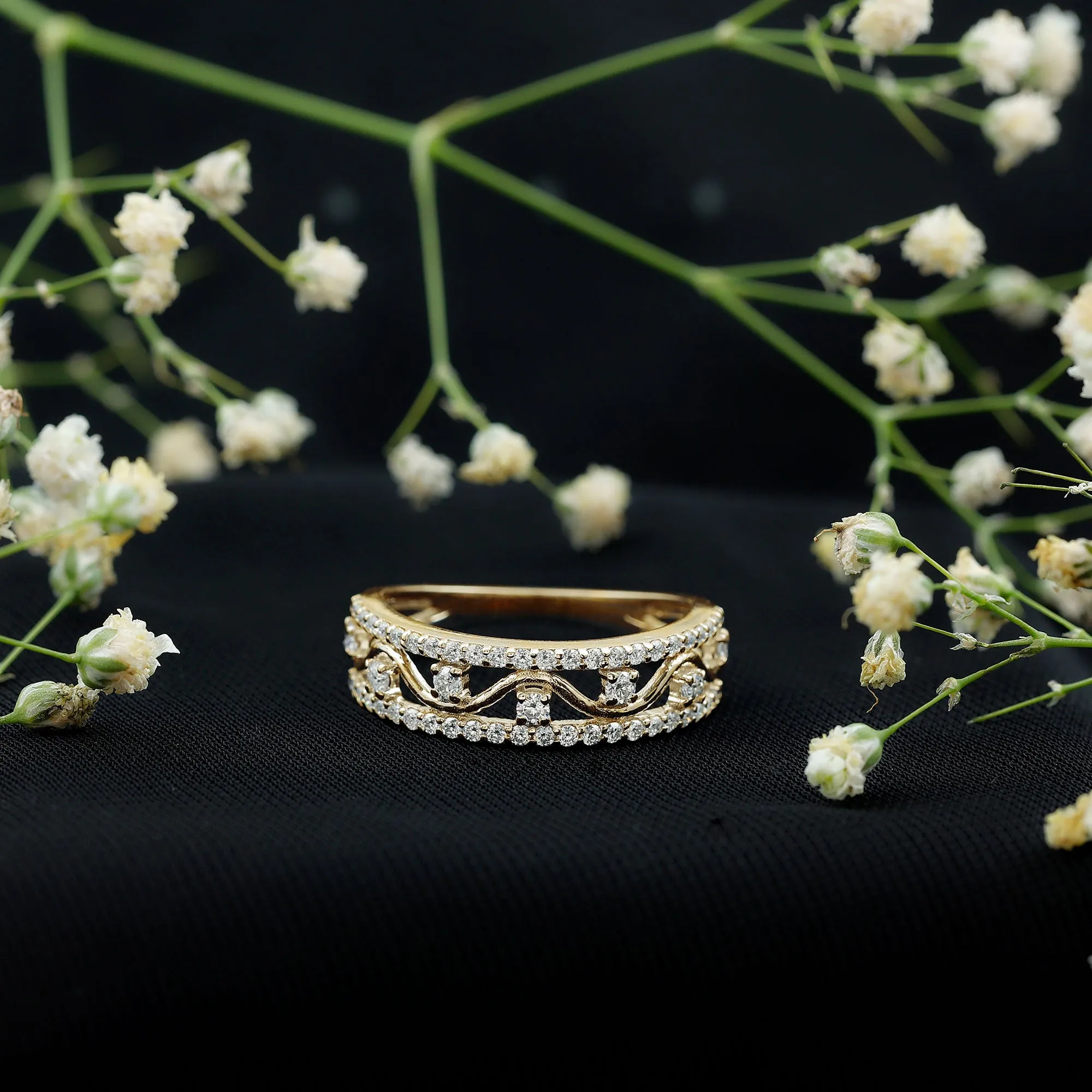 3/4 CT Moissanite Wavy Wedding Ring
