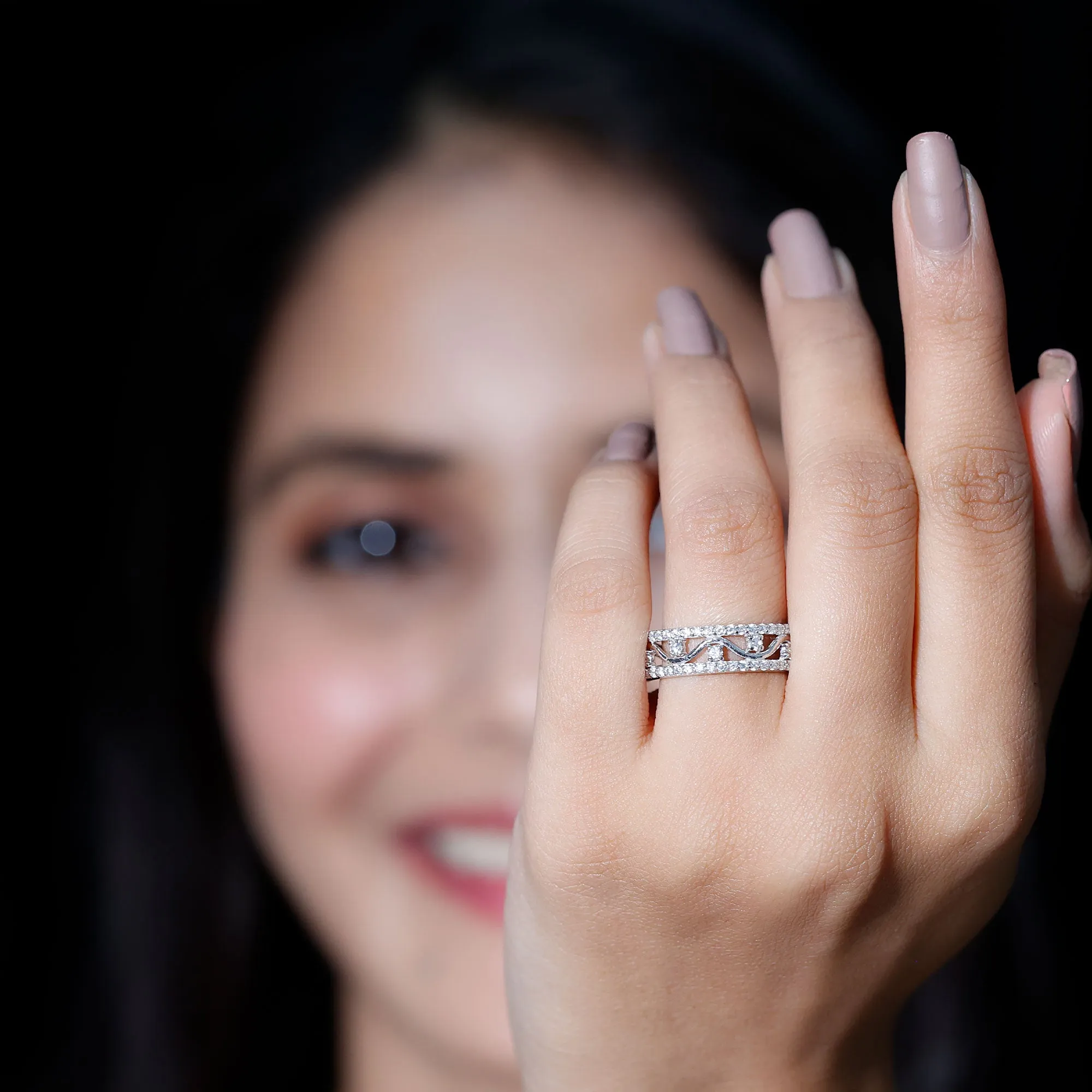 3/4 CT Moissanite Wavy Wedding Ring