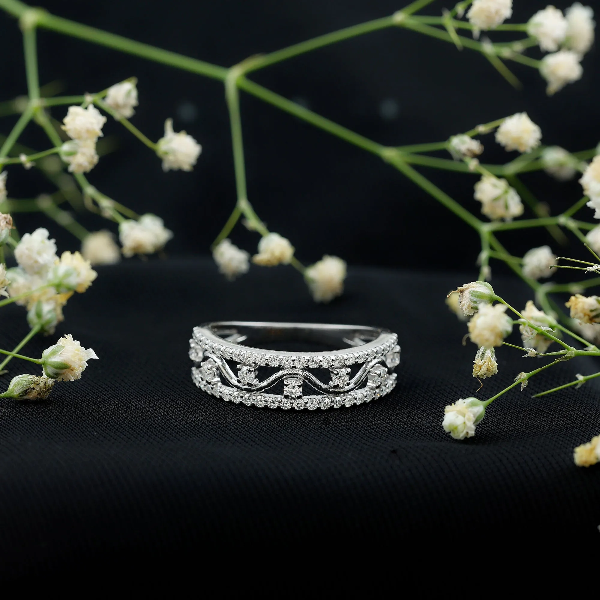 3/4 CT Moissanite Wavy Wedding Ring