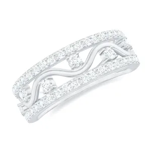 3/4 CT Moissanite Wavy Wedding Ring