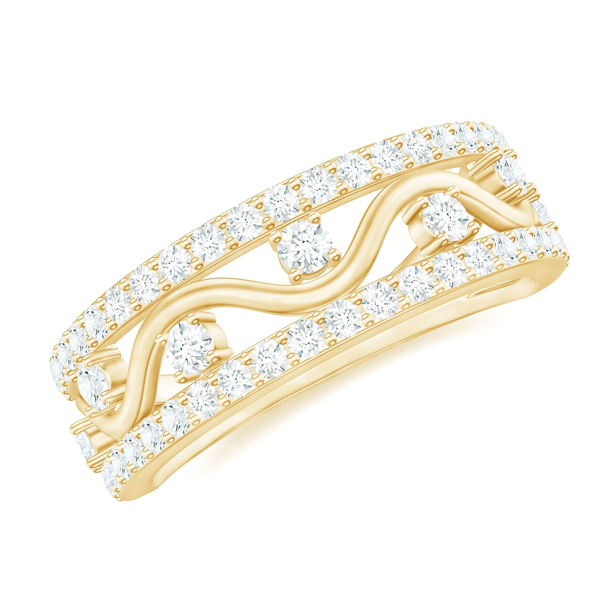 3/4 CT Moissanite Wavy Wedding Ring