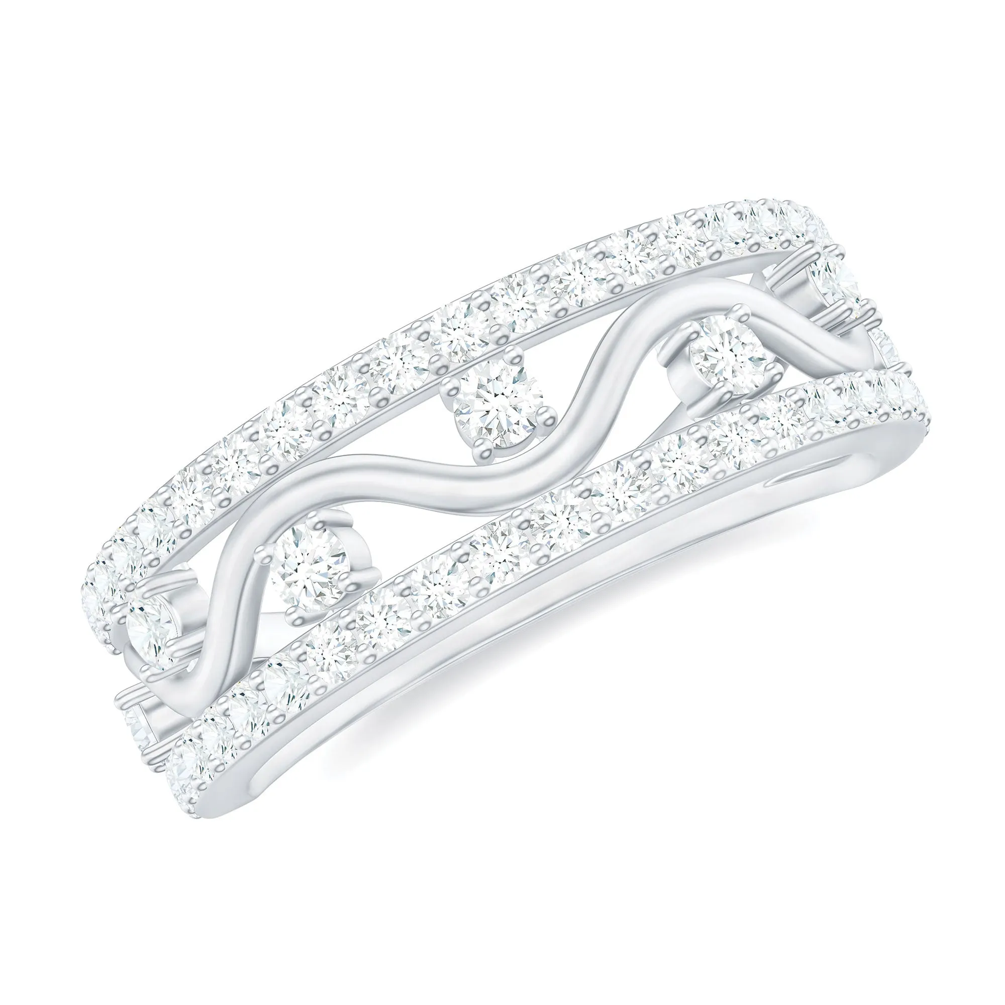 3/4 CT Moissanite Wavy Wedding Ring