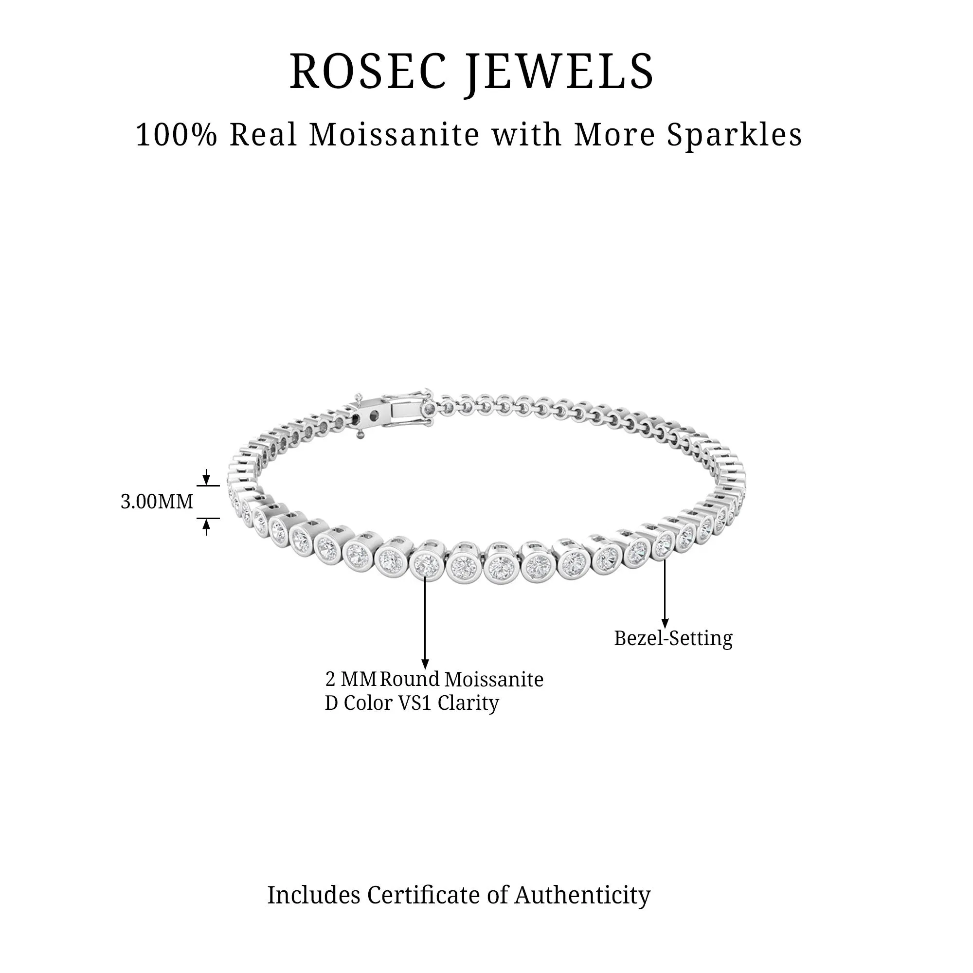 3.50 CT Moissanite Gold Tennis Bracelet