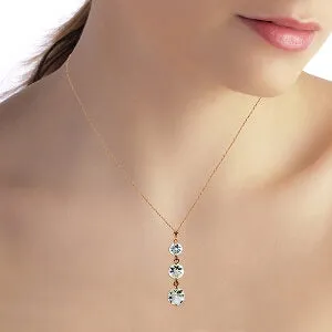 3.6 Carat 14K Solid Rose Gold Rainfall Aquamarine Necklace