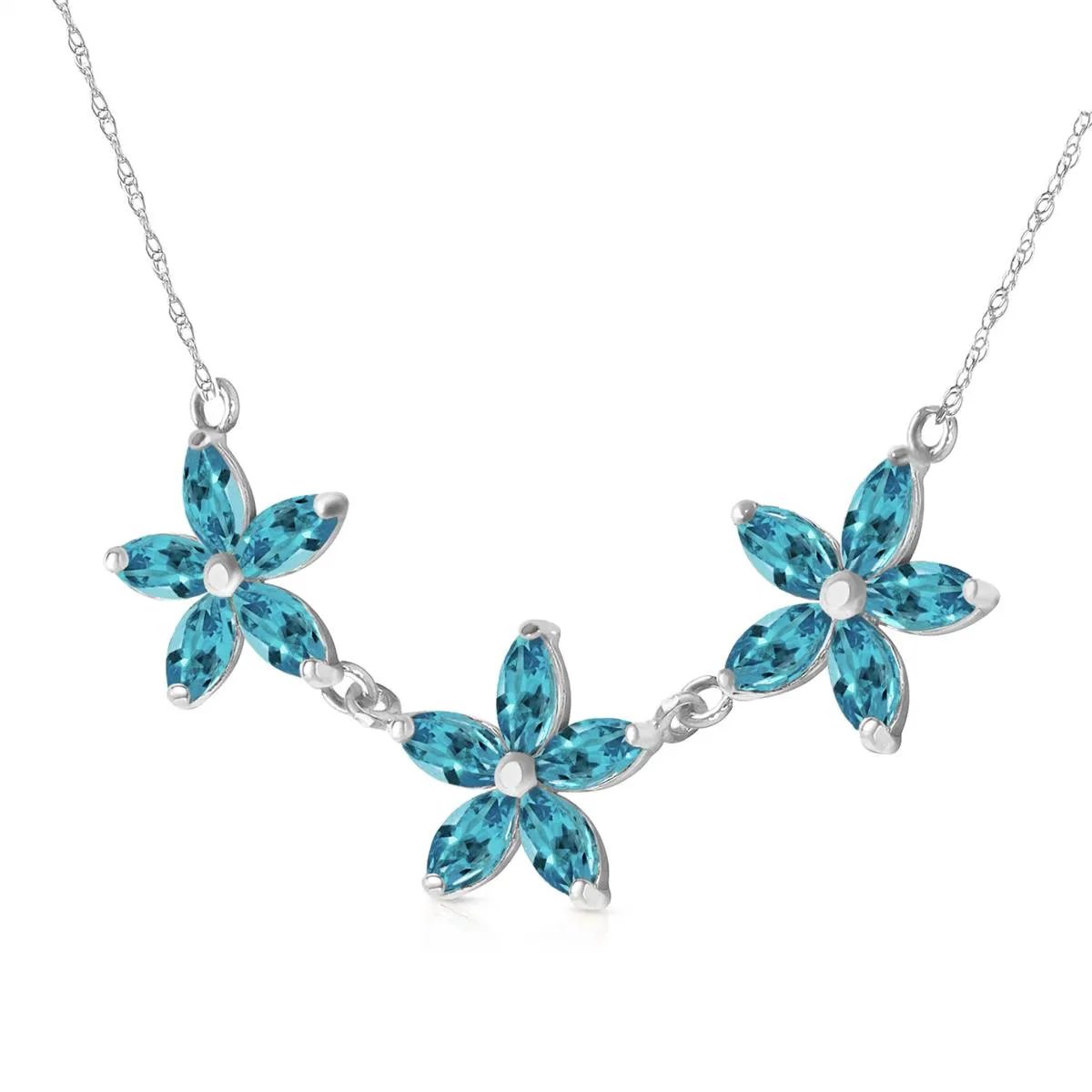 4.2 Carat 14K Solid White Gold Arabian Days Blue Topaz Necklace
