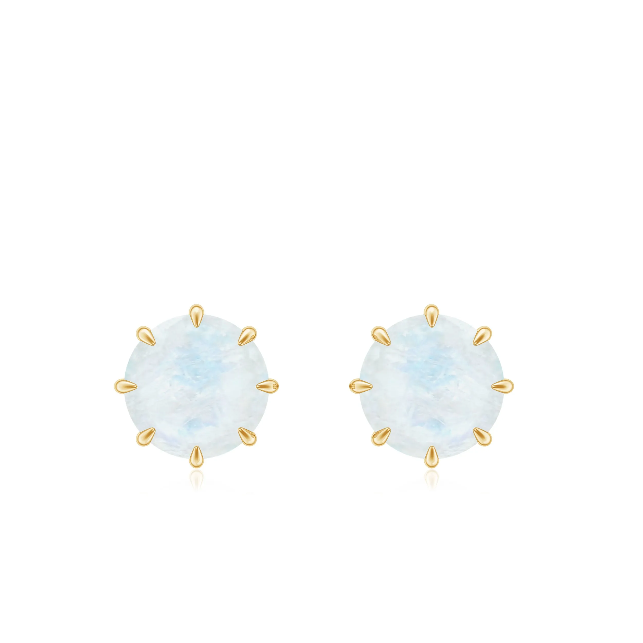4.5 MM Natural Moonstone Solitaire Stud Earrings in 8 Claw Prong Setting