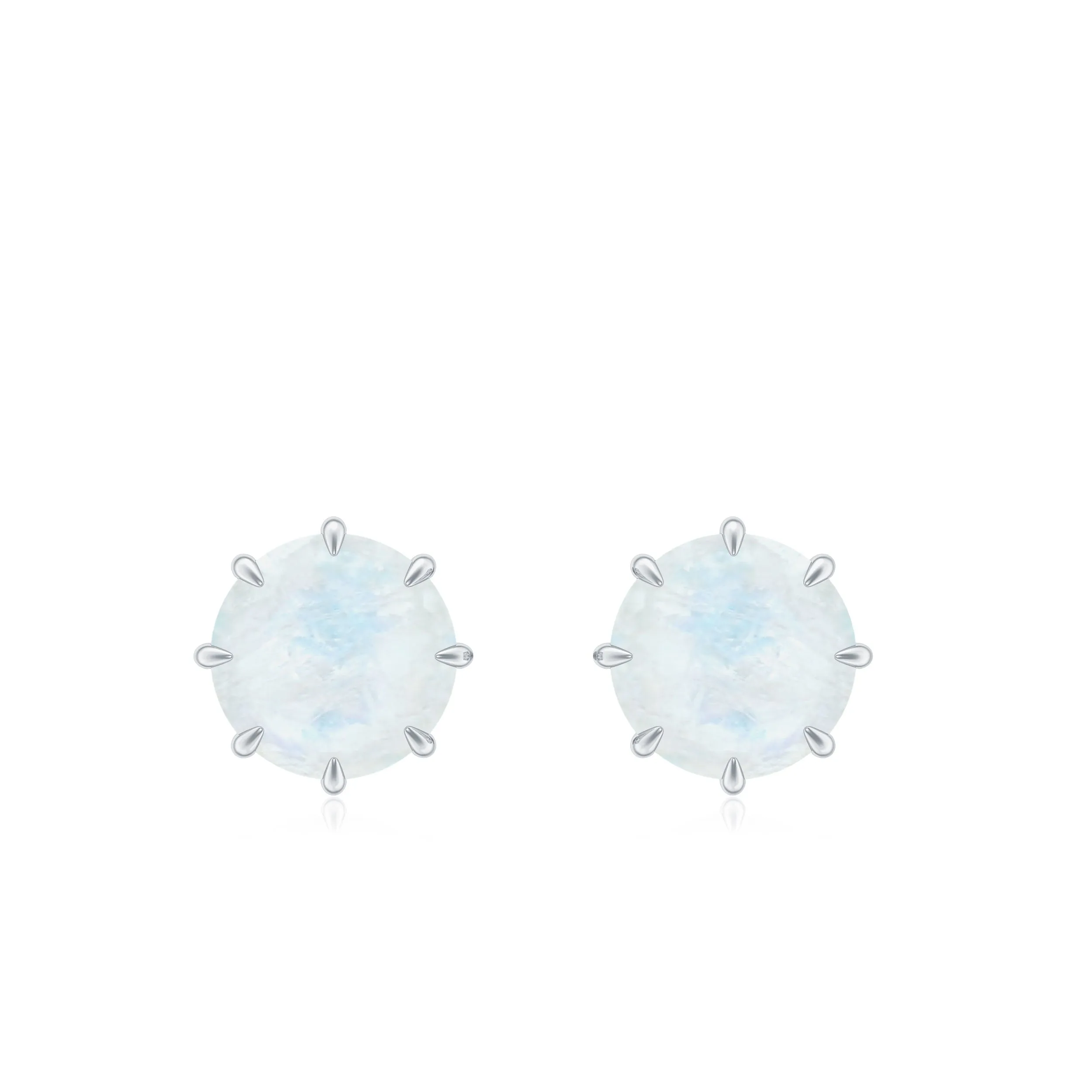 4.5 MM Natural Moonstone Solitaire Stud Earrings in 8 Claw Prong Setting