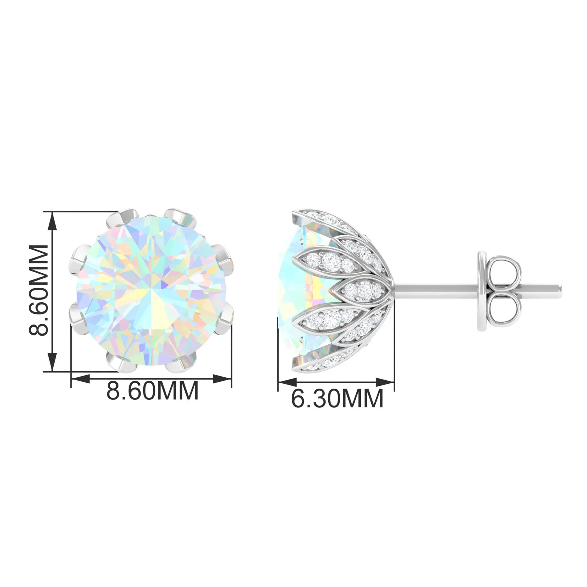 4.50 CT Ethiopian Opal Solitaire Stud Earrings with Diamond