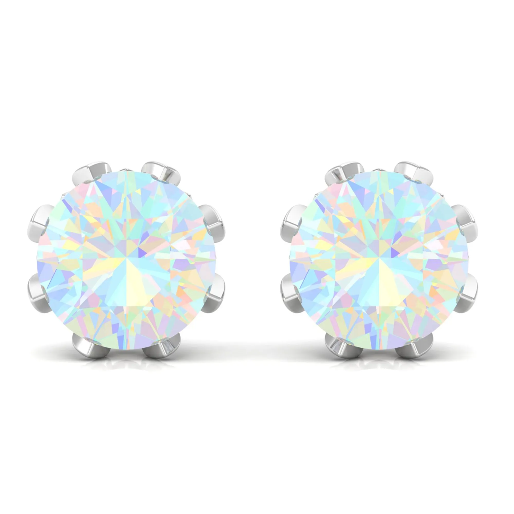 4.50 CT Ethiopian Opal Solitaire Stud Earrings with Diamond