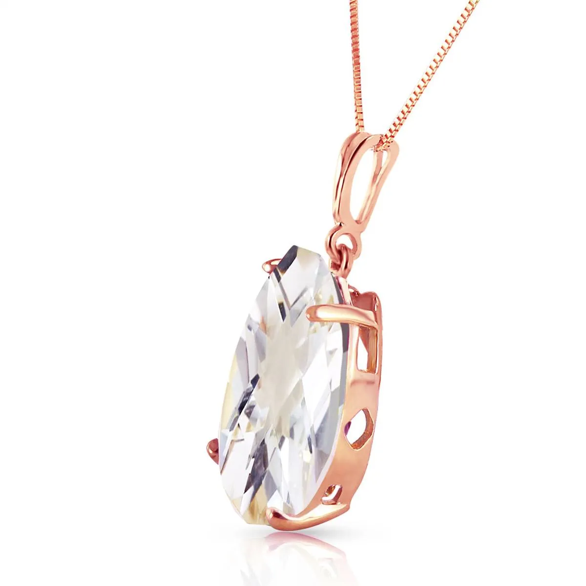 5 Carat 14K Solid Rose Gold Necklace Natural White Topaz