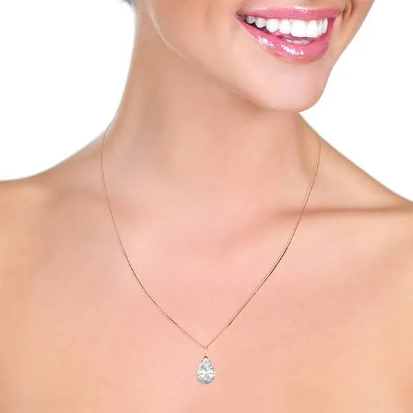 5 Carat 14K Solid Rose Gold Necklace Natural White Topaz