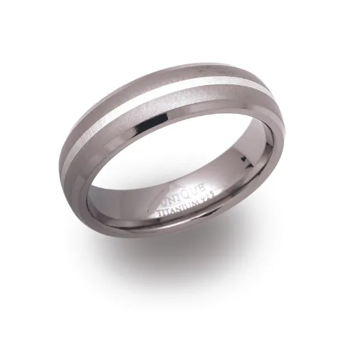 6mm Silver & Titanium matt band