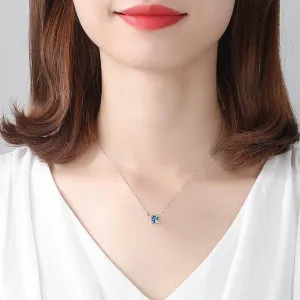 925 Sterling Silver Natural Blue Topaz Gemstone Necklace