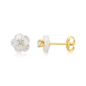 9ct Yellow Gold 6mm Mother Of Pearl Stud Earrings