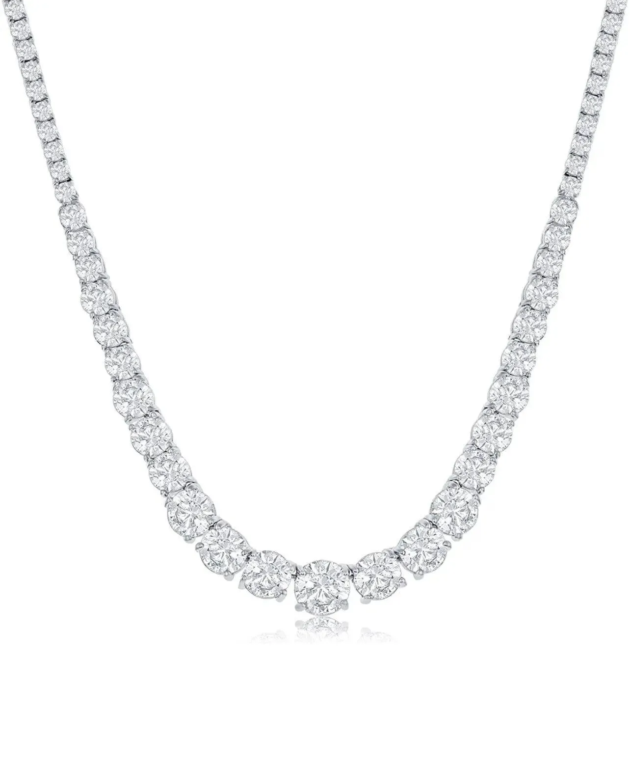 ADIRFINE 18K Gold Plated Cubic Zirconia Choker 17 Inch Tennis Necklace