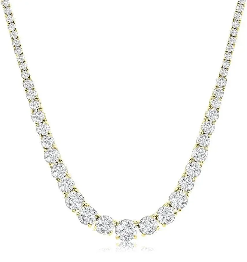 ADIRFINE 18K Gold Plated Cubic Zirconia Choker 17 Inch Tennis Necklace