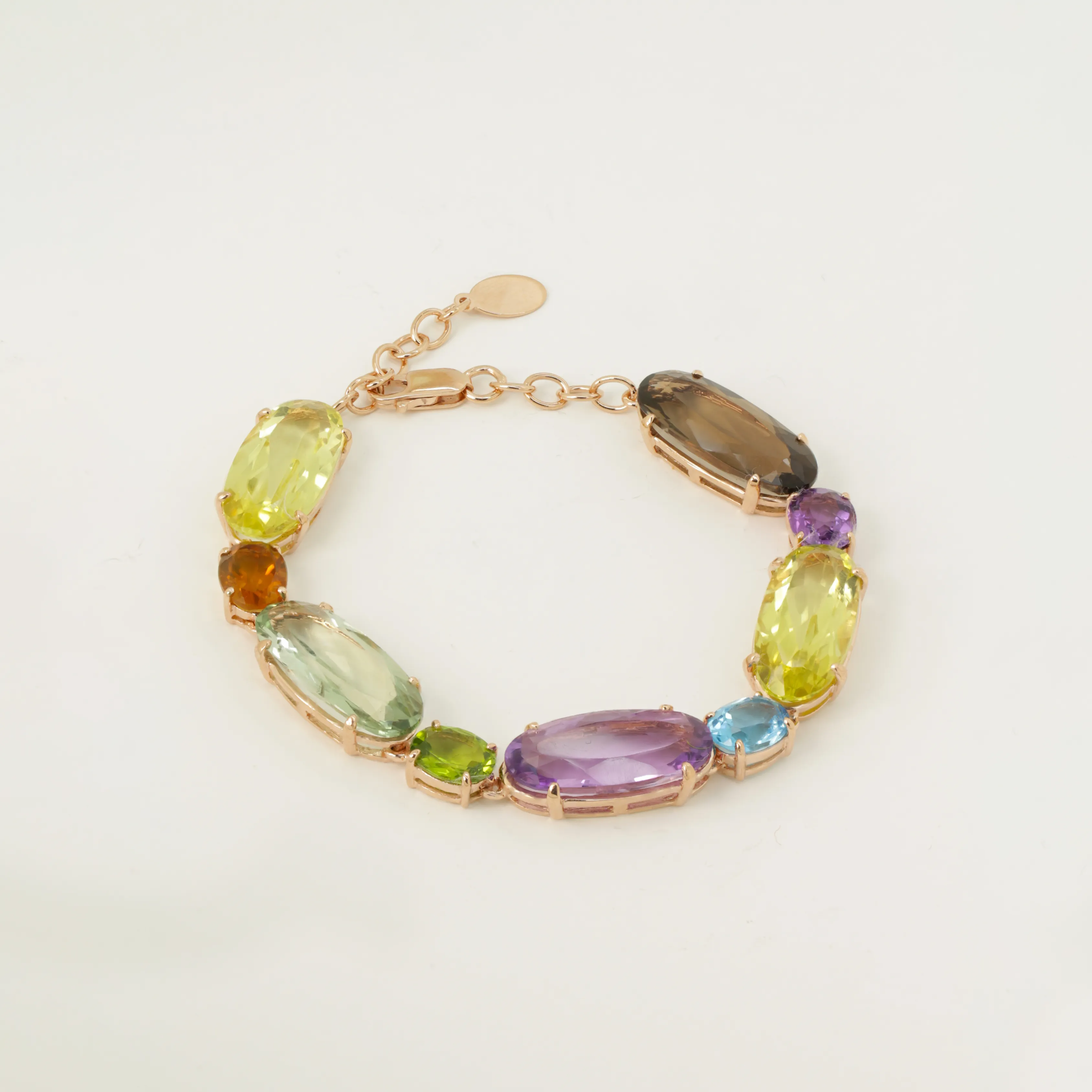Amethyst Quartz Topaz and Peridot Bracelet