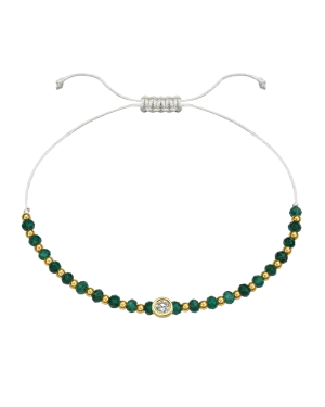Aventurine Gemstone String of Love Bracelet for Luck - 14K Yellow Gold