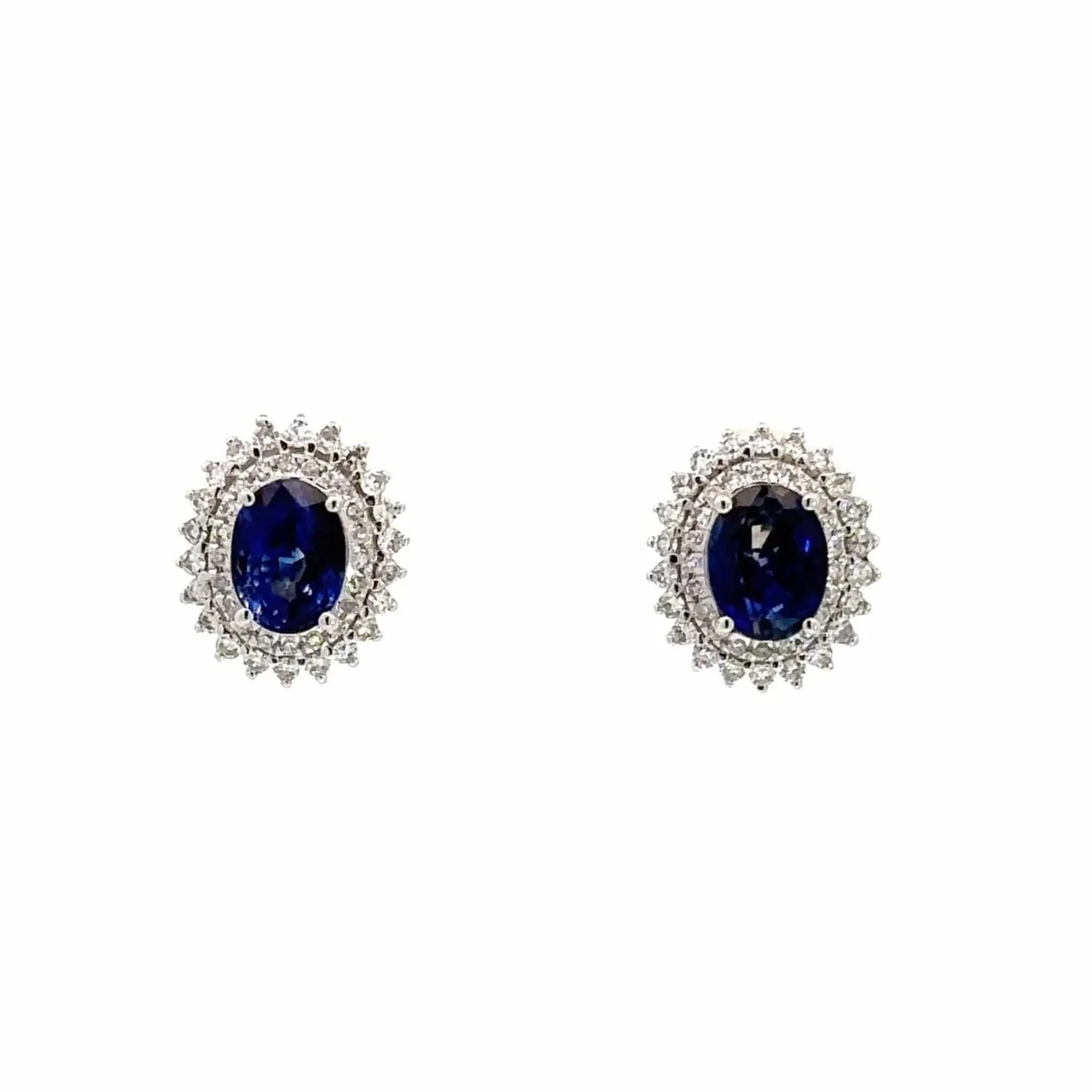 Baikalla™ 18k White Gold Sapphire With Diamond Stud Earrings