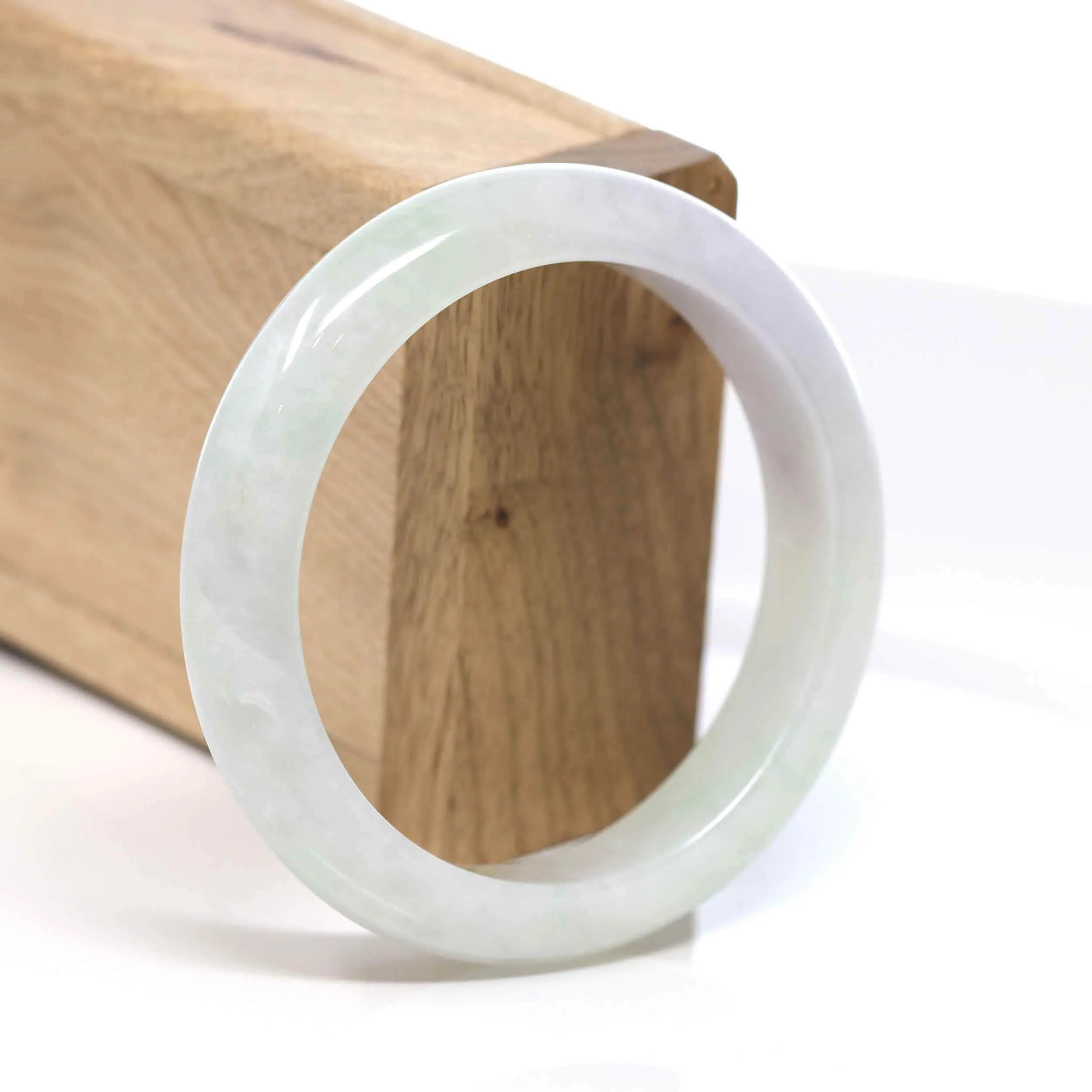Baikalla "Classic Bangle" Whitish Lavender Natural Jadeite Jade Bangle (57.28mm) #575