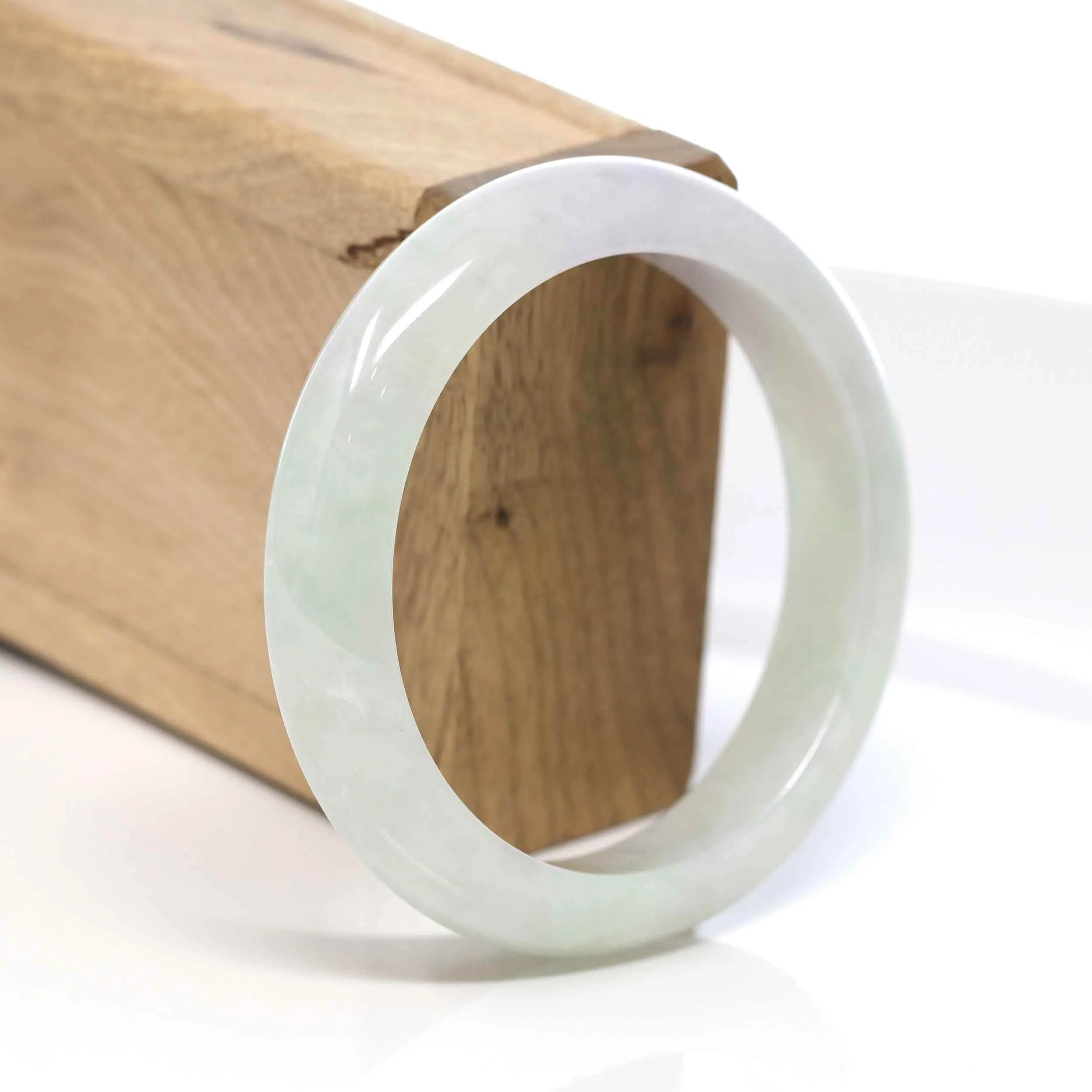 Baikalla "Classic Bangle" Whitish Lavender Natural Jadeite Jade Bangle (57.28mm) #575