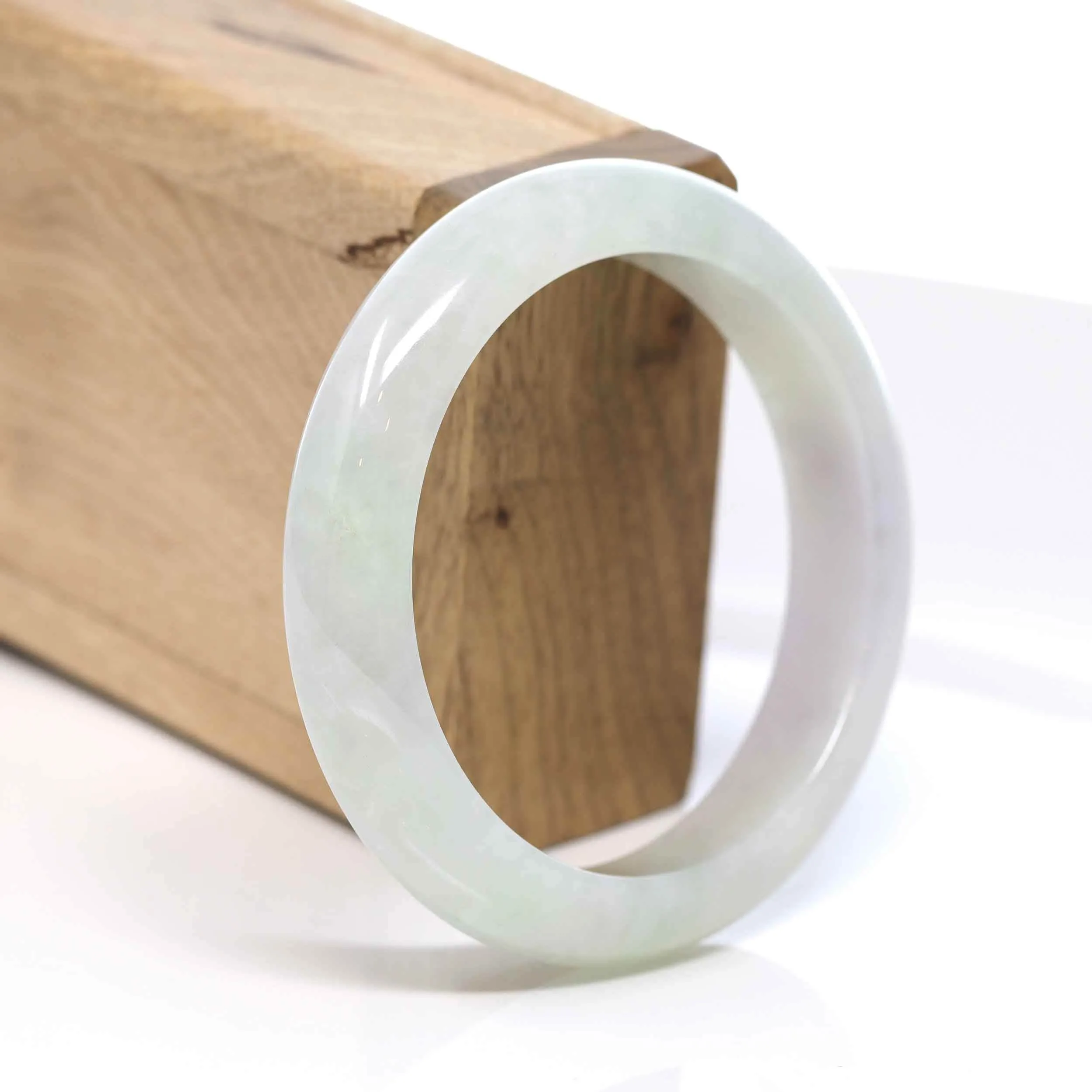Baikalla "Classic Bangle" Whitish Lavender Natural Jadeite Jade Bangle (57.28mm) #575