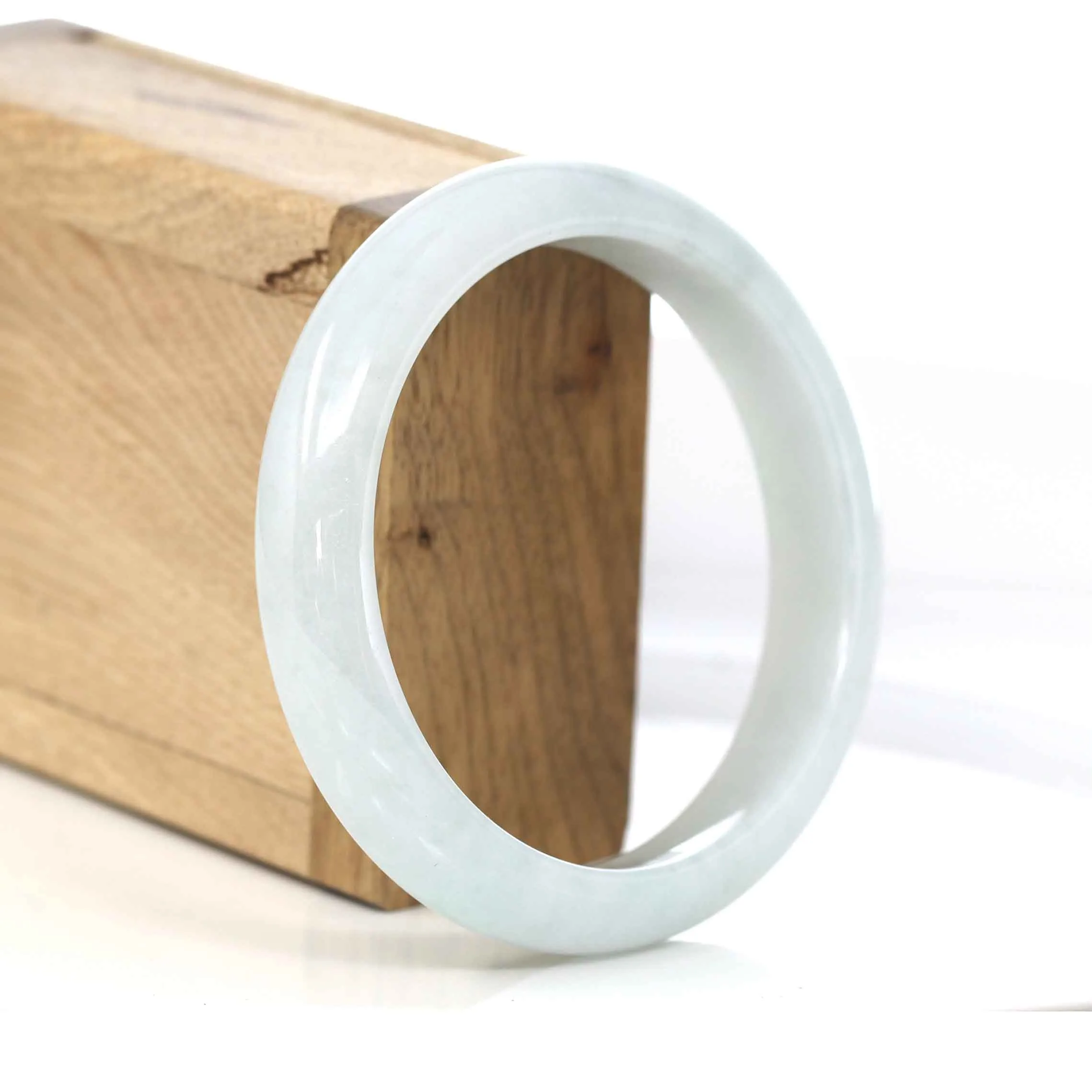 Baikalla "Classic Bangle" Whitish Natural Burmese Jadeite Jade Bangle (58.80mm ) T167