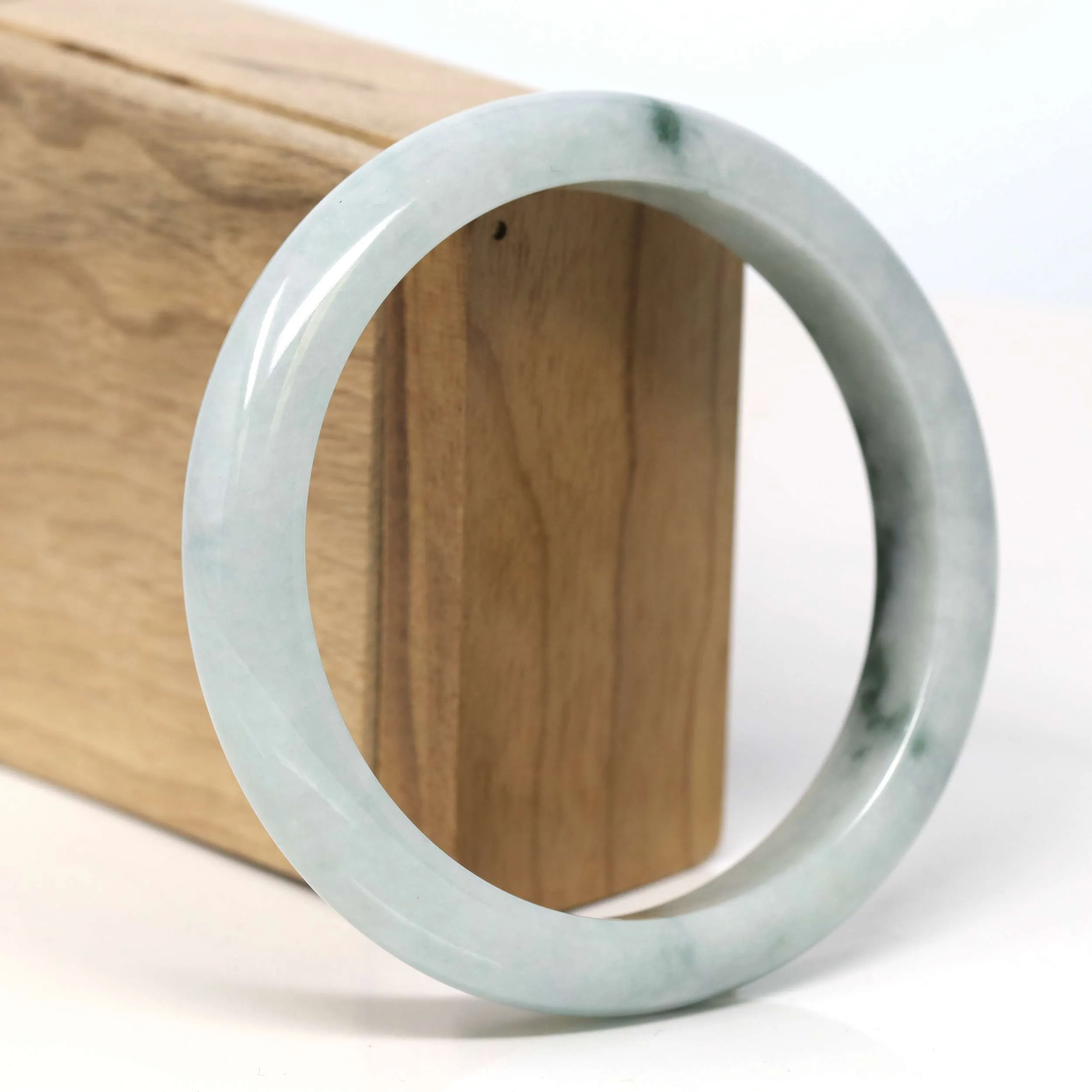 Baikalla "Half Round" Blue-Green Jadeite Jade Bangle Bracelet (62.59 mm) #T335