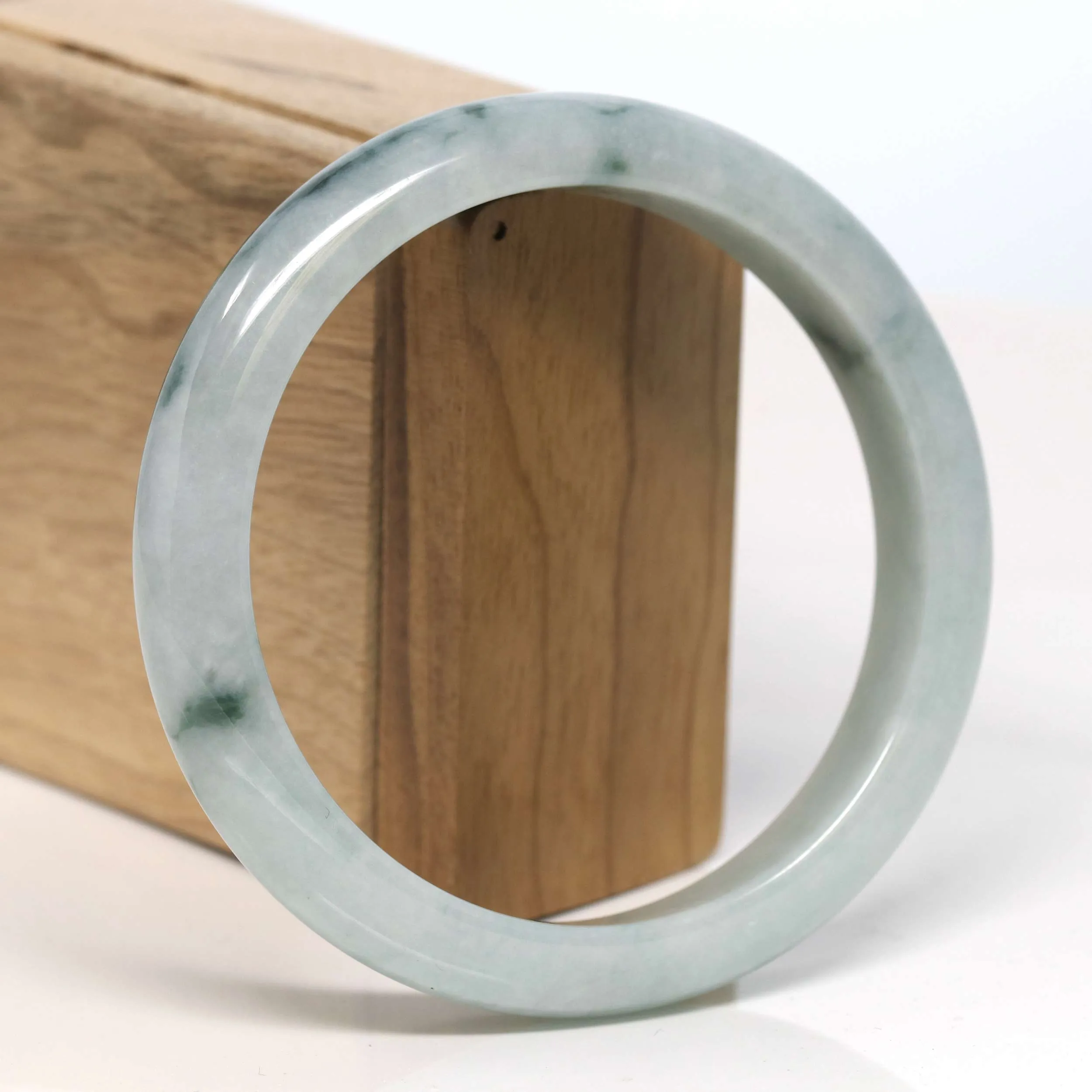 Baikalla "Half Round" Blue-Green Jadeite Jade Bangle Bracelet (62.59 mm) #T335