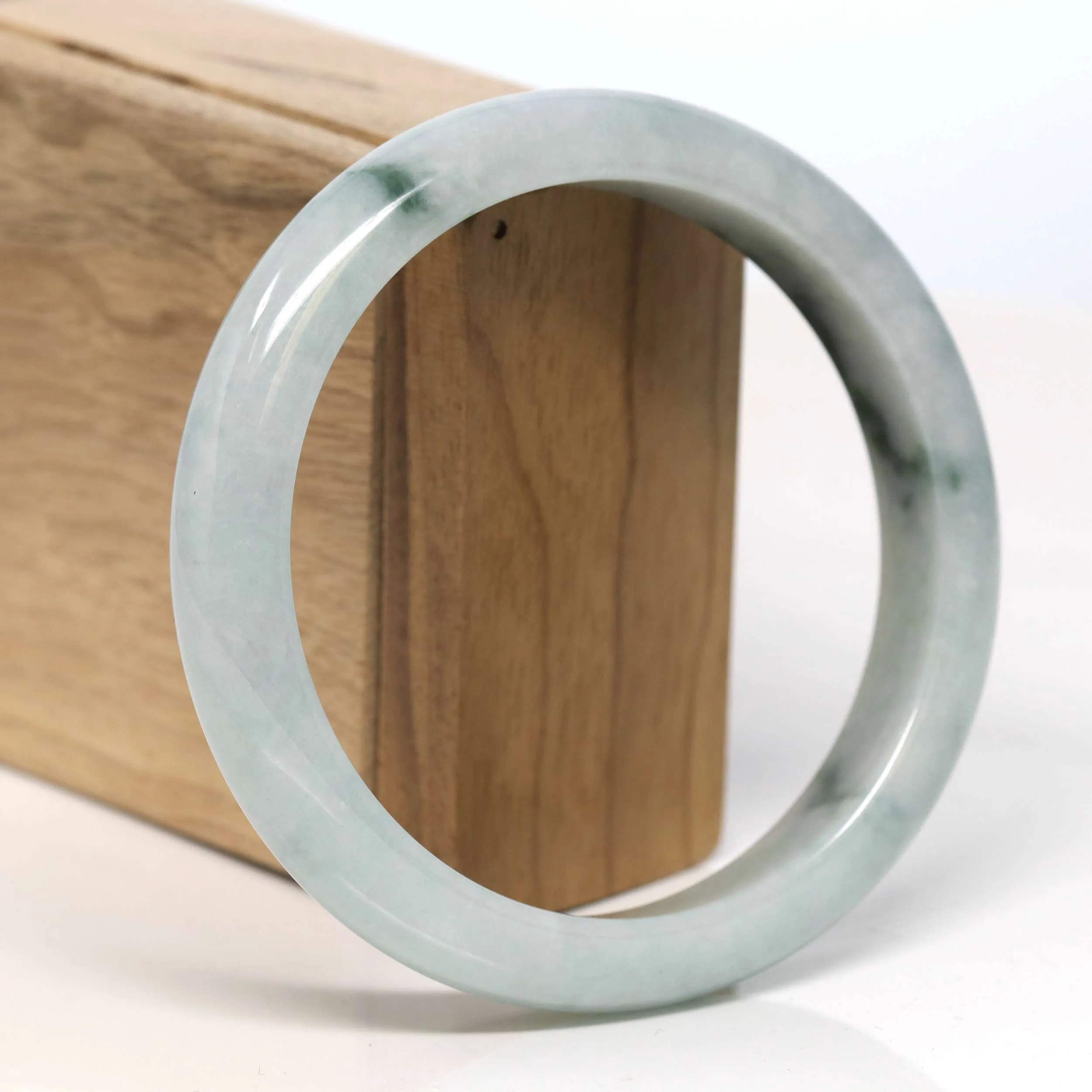 Baikalla "Half Round" Blue-Green Jadeite Jade Bangle Bracelet (62.59 mm) #T335
