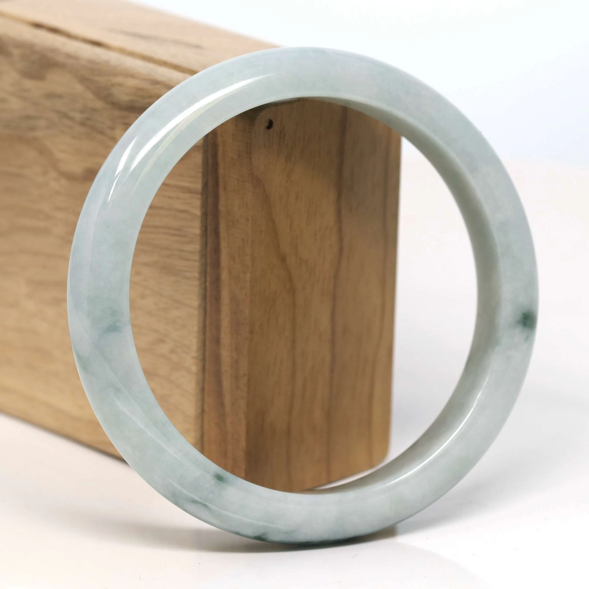 Baikalla "Half Round" Blue-Green Jadeite Jade Bangle Bracelet (62.59 mm) #T335
