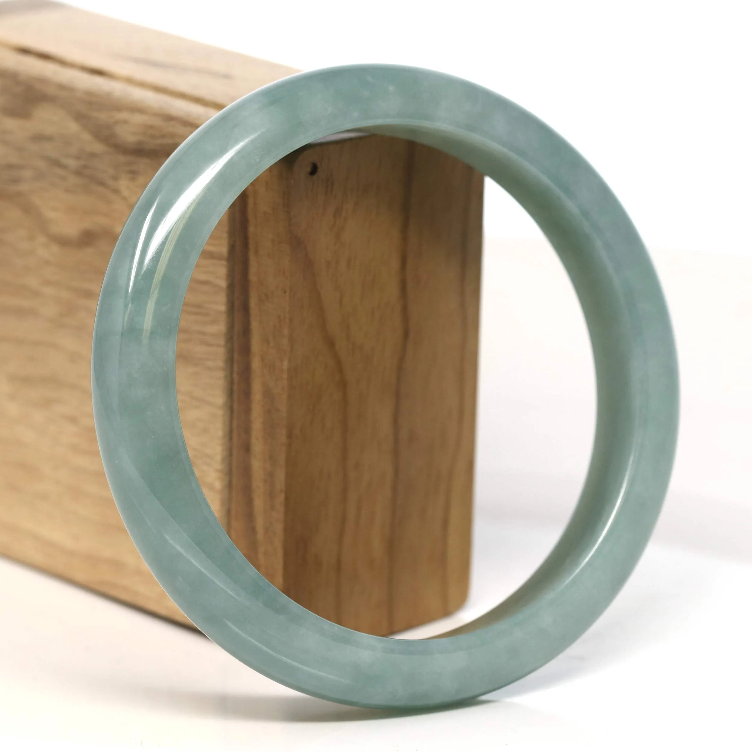 Baikalla "Half Round" Blue-Green Jadeite Jade Bangle Bracelet (63.50 mm) #T384