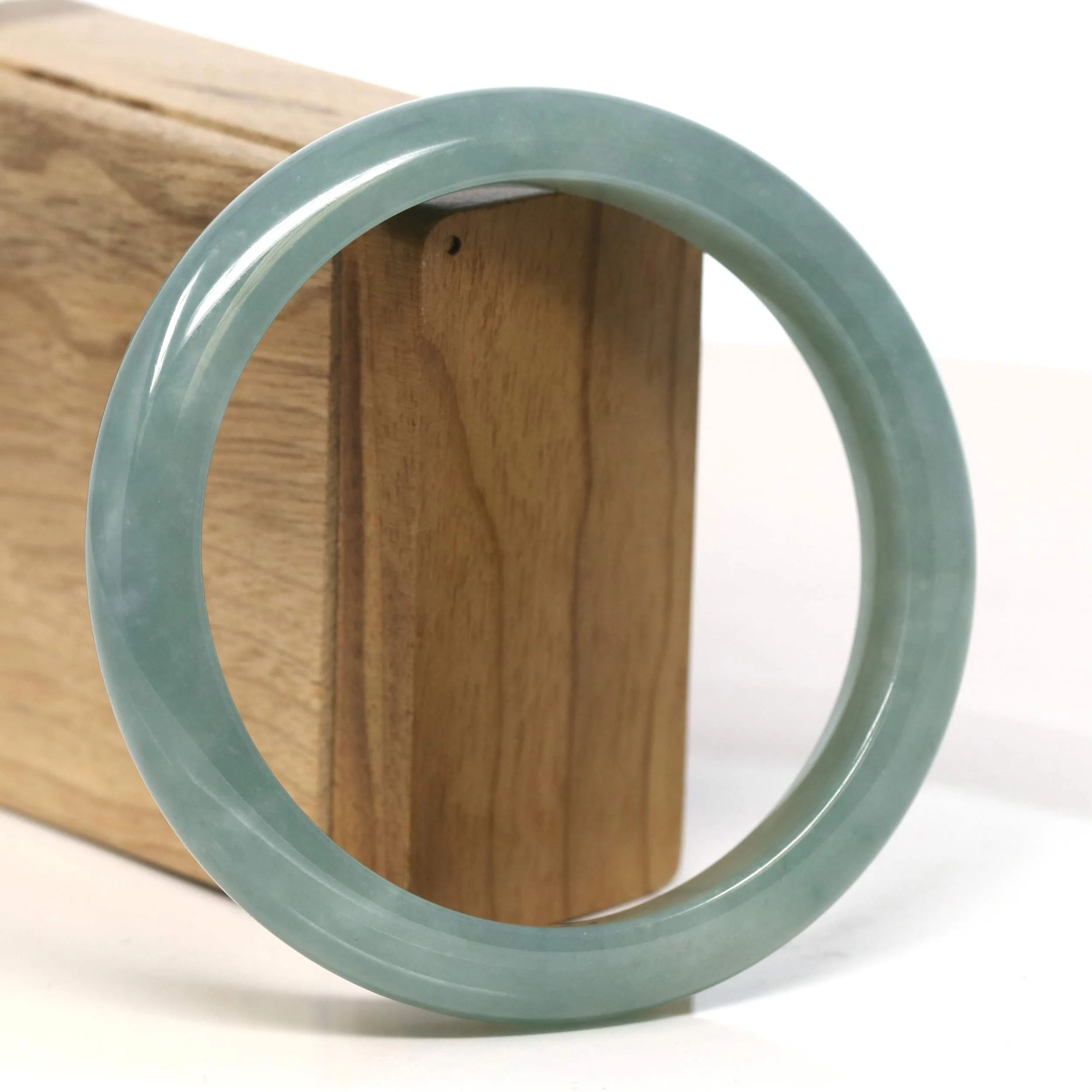 Baikalla "Half Round" Blue-Green Jadeite Jade Bangle Bracelet (63.50 mm) #T384