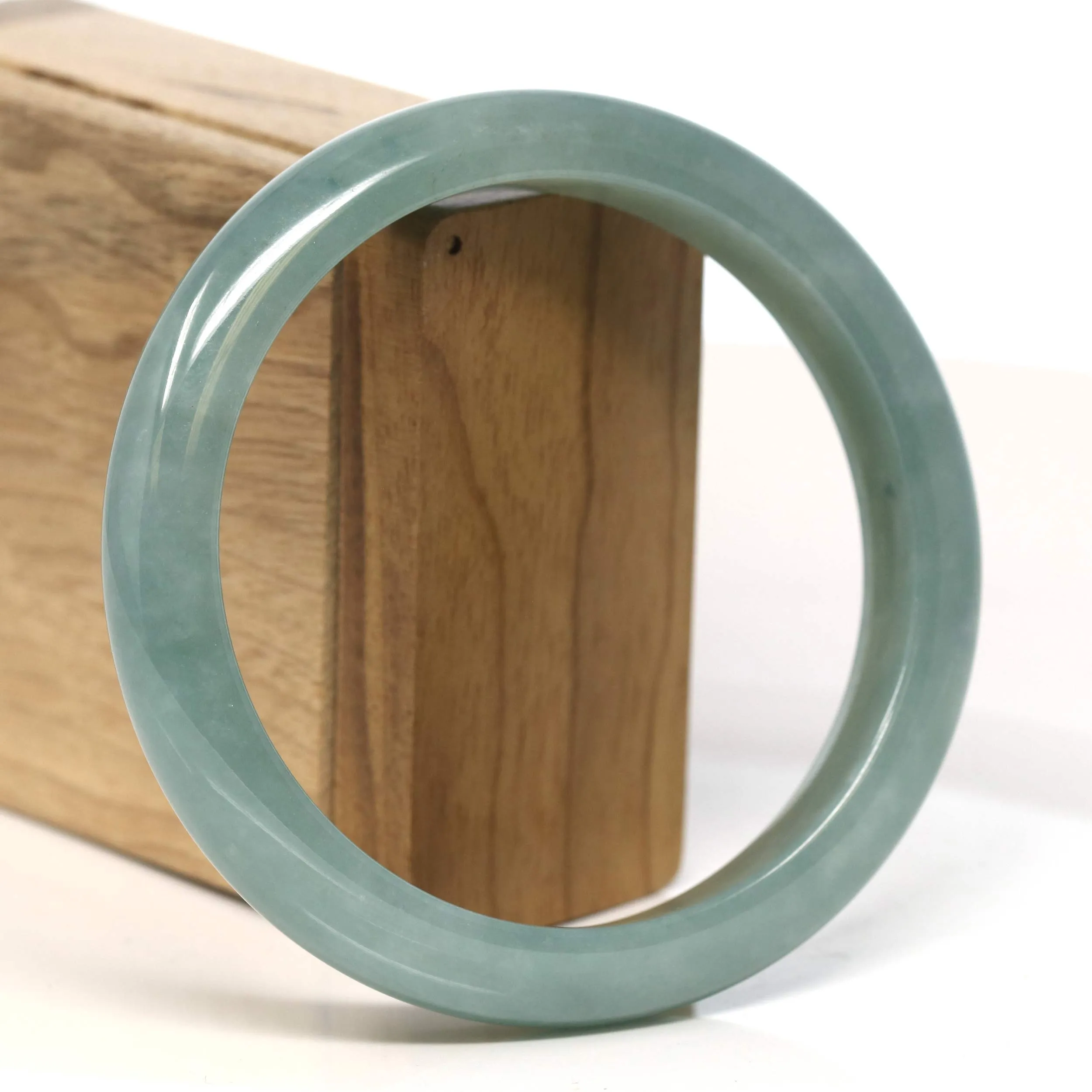 Baikalla "Half Round" Blue-Green Jadeite Jade Bangle Bracelet (63.50 mm) #T384