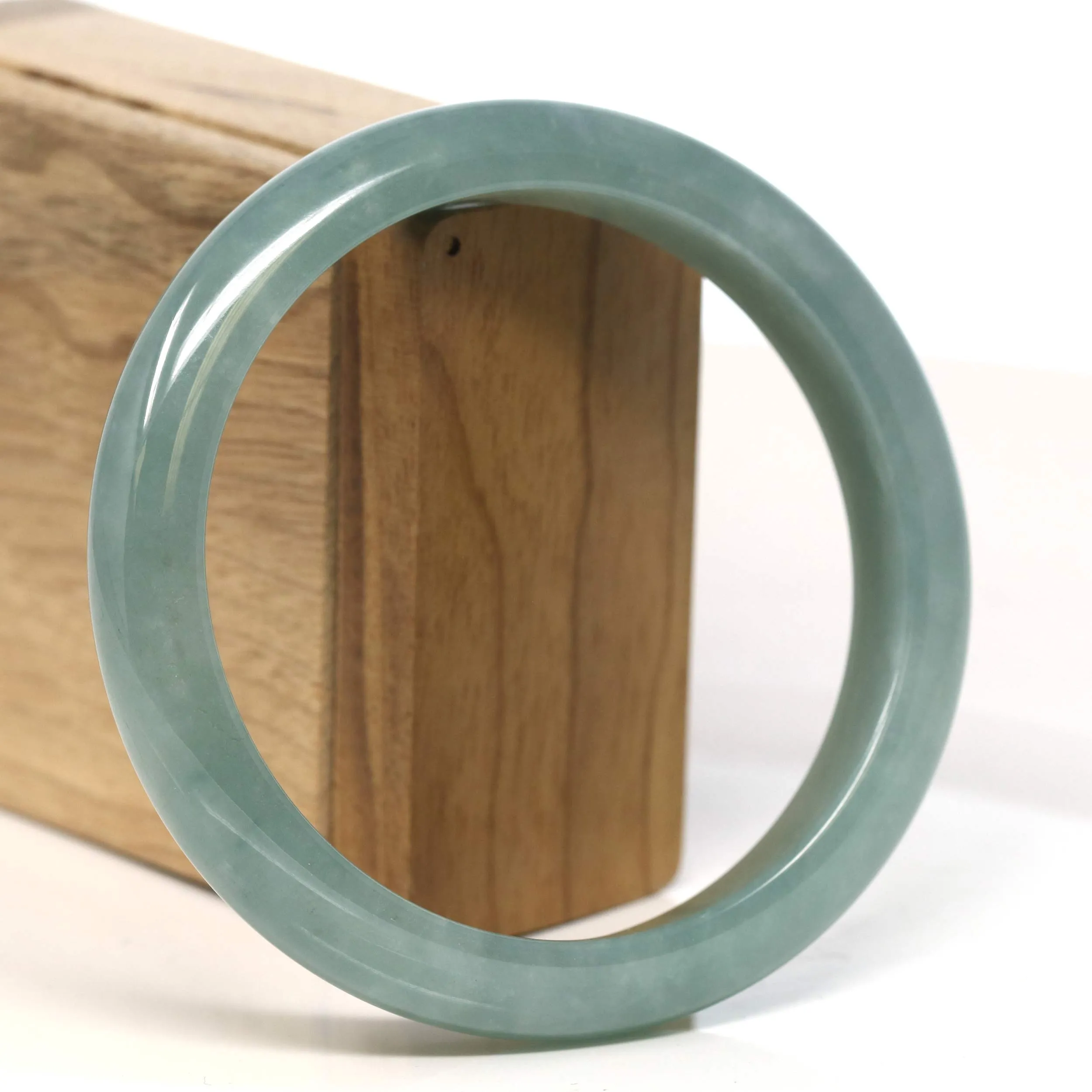Baikalla "Half Round" Blue-Green Jadeite Jade Bangle Bracelet (63.50 mm) #T384