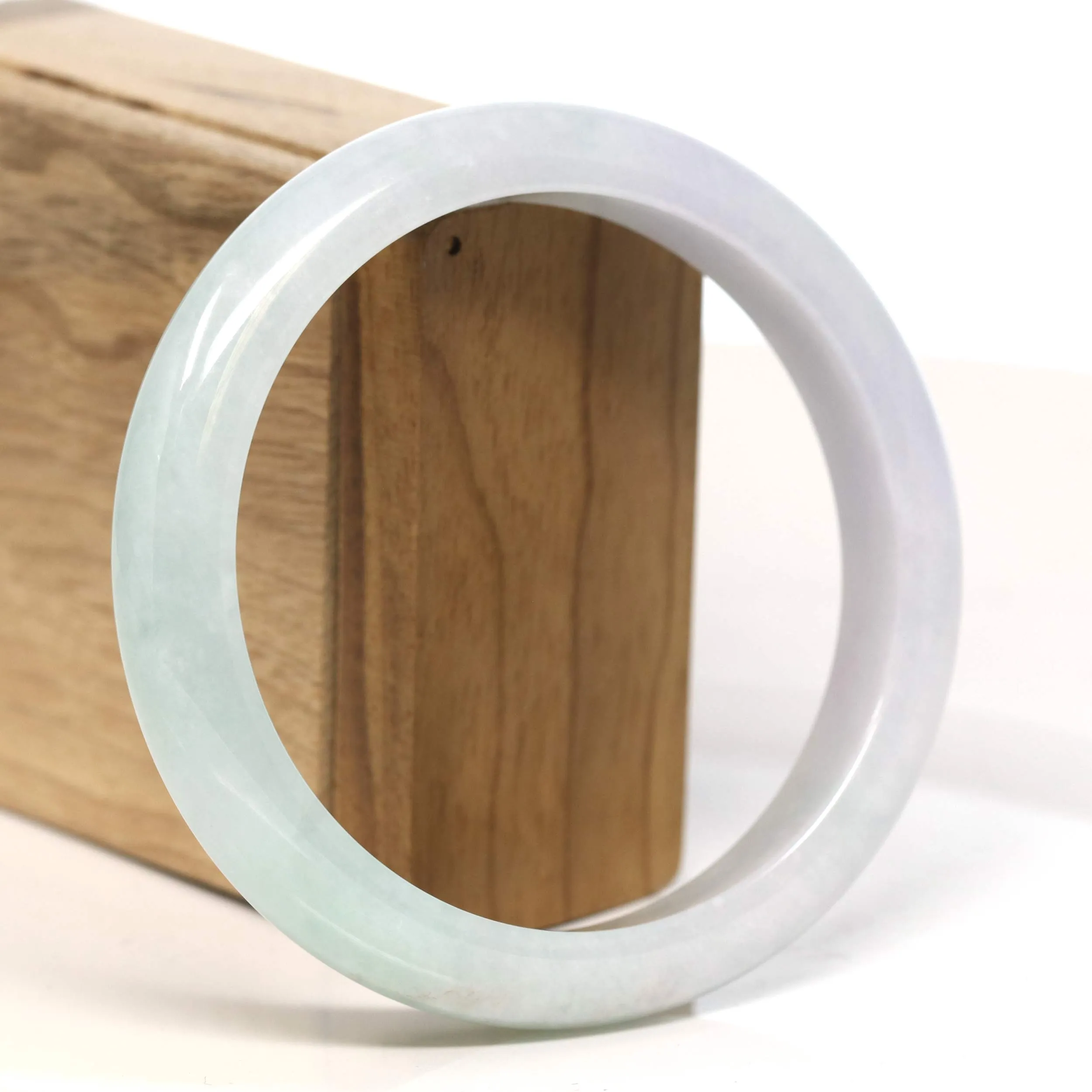 Baikalla "Half Round" Lavender and Green Jadeite Jade Bangle Bracelet (62.85 mm) #T385