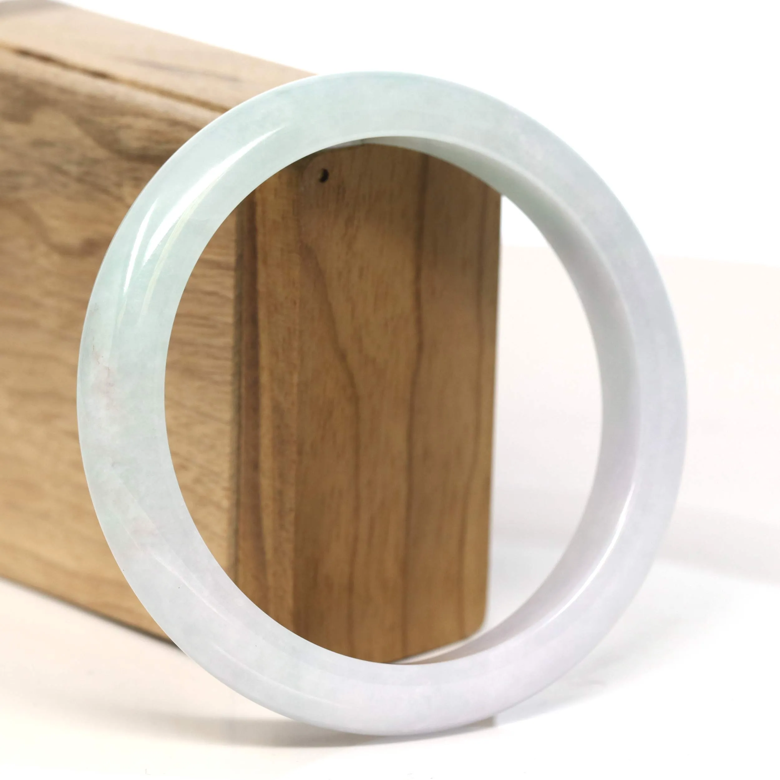 Baikalla "Half Round" Lavender and Green Jadeite Jade Bangle Bracelet (62.85 mm) #T385