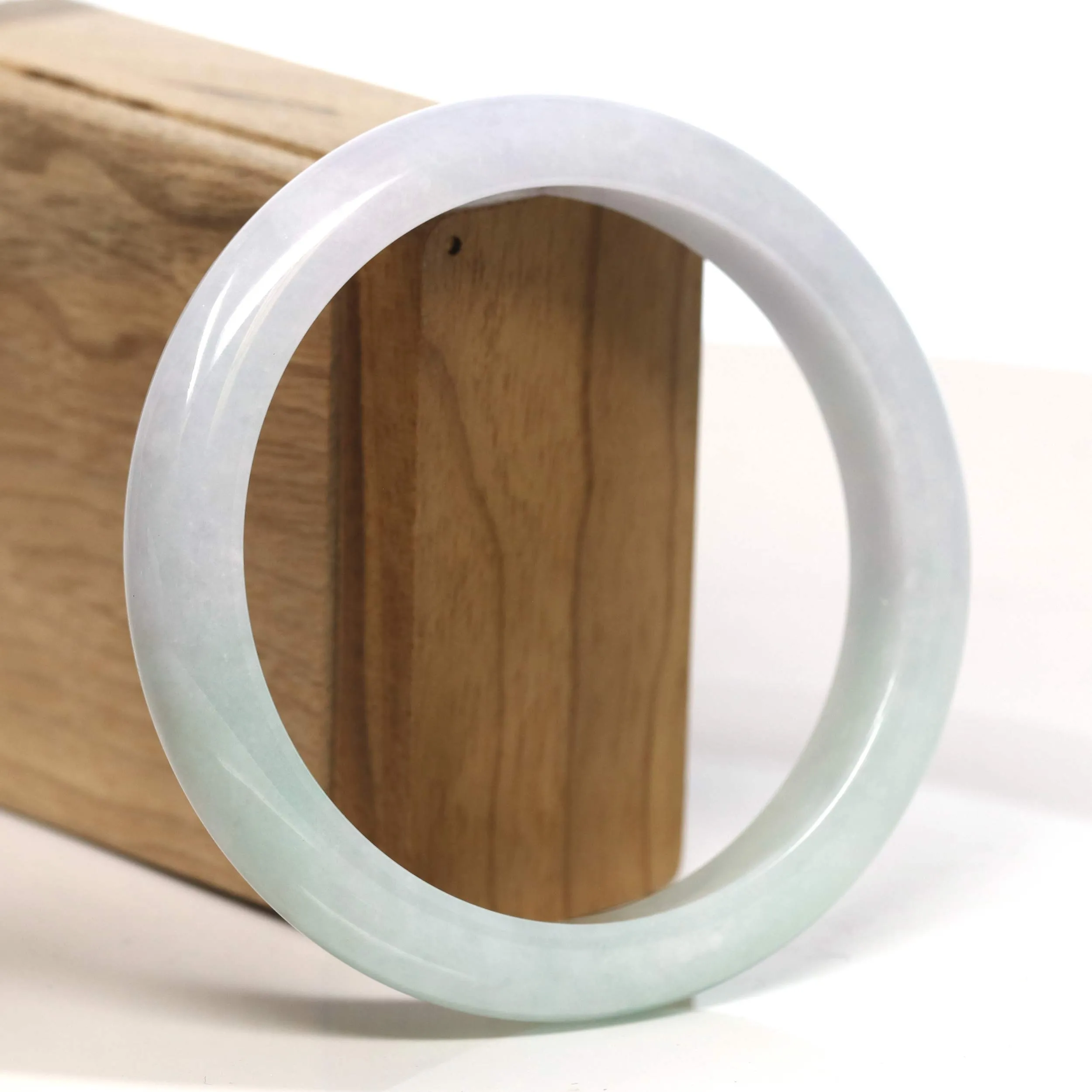 Baikalla "Half Round" Lavender and Green Jadeite Jade Bangle Bracelet (62.85 mm) #T385