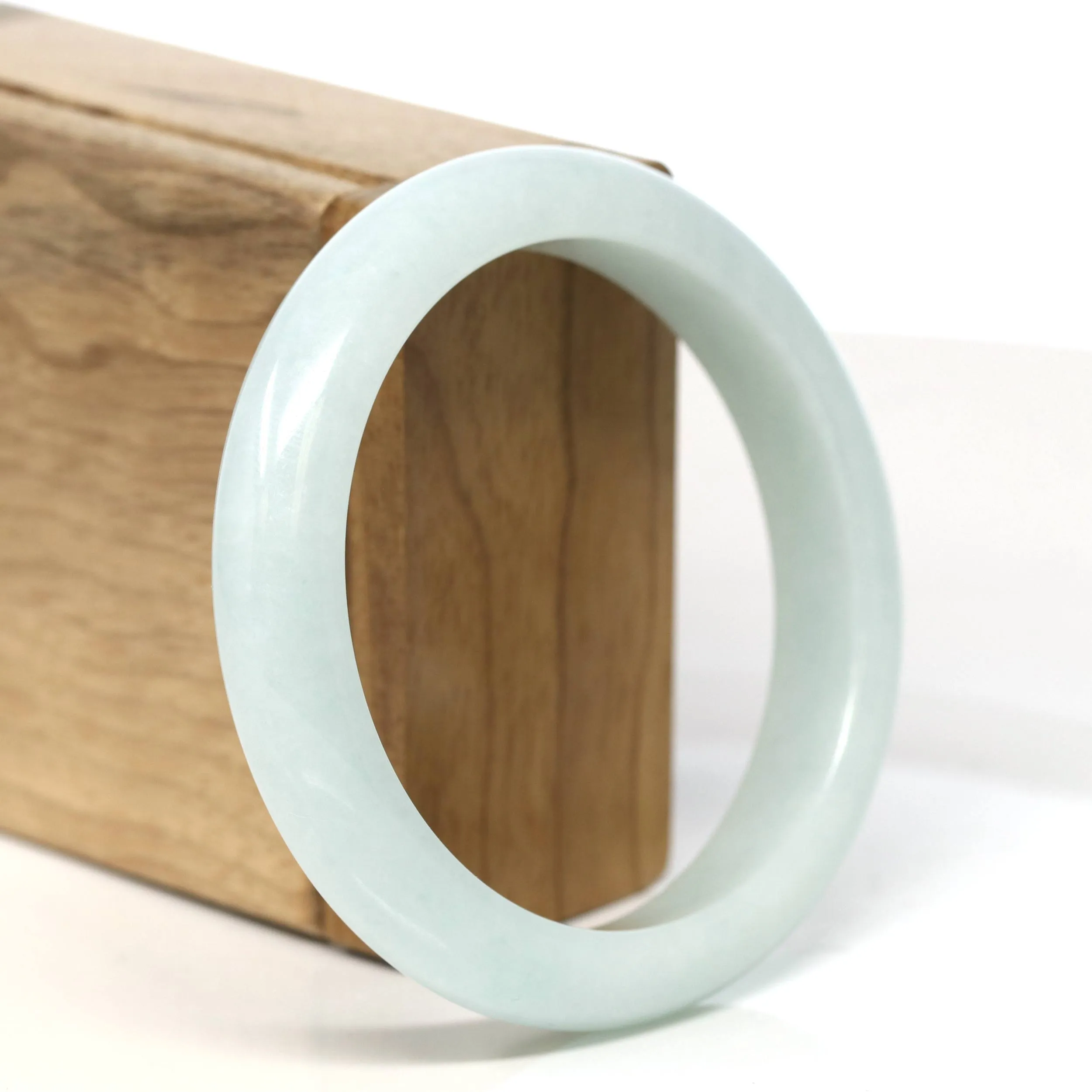 Baikalla "Half Round" Light Green Jadeite Jade Bangle Bracelet (66.4 mm) #T466