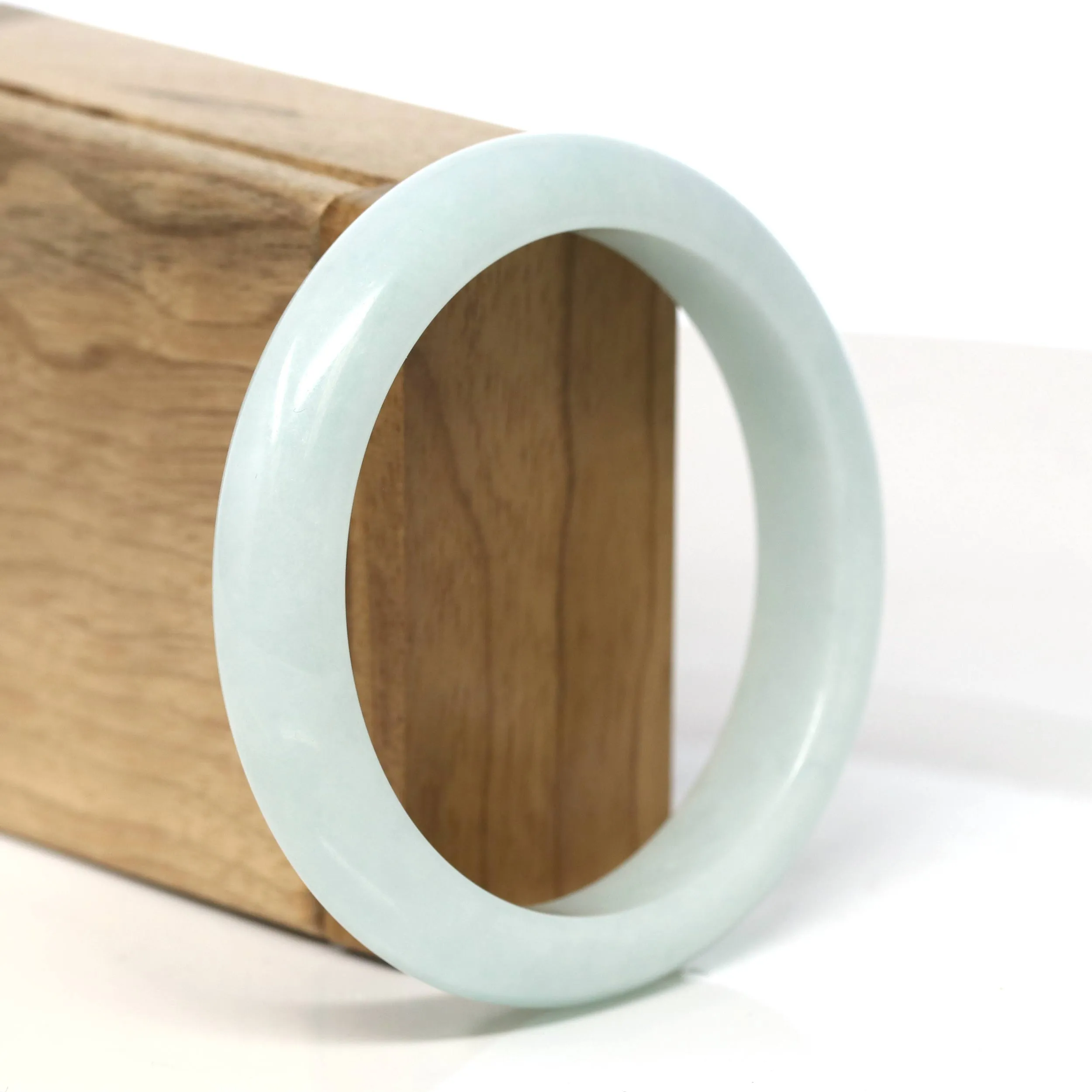 Baikalla "Half Round" Light Green Jadeite Jade Bangle Bracelet (66.4 mm) #T466
