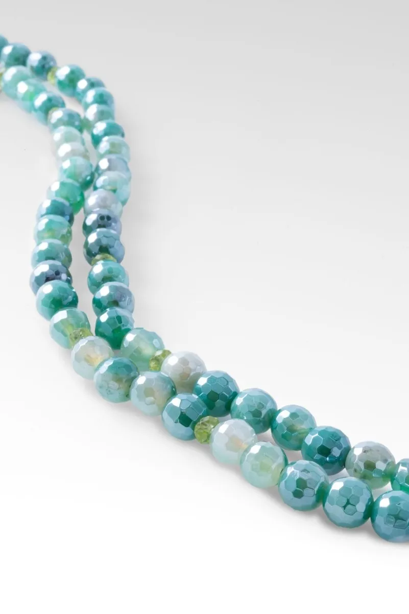 Beaded Celestial Green Agate Necklace™ in Watermark