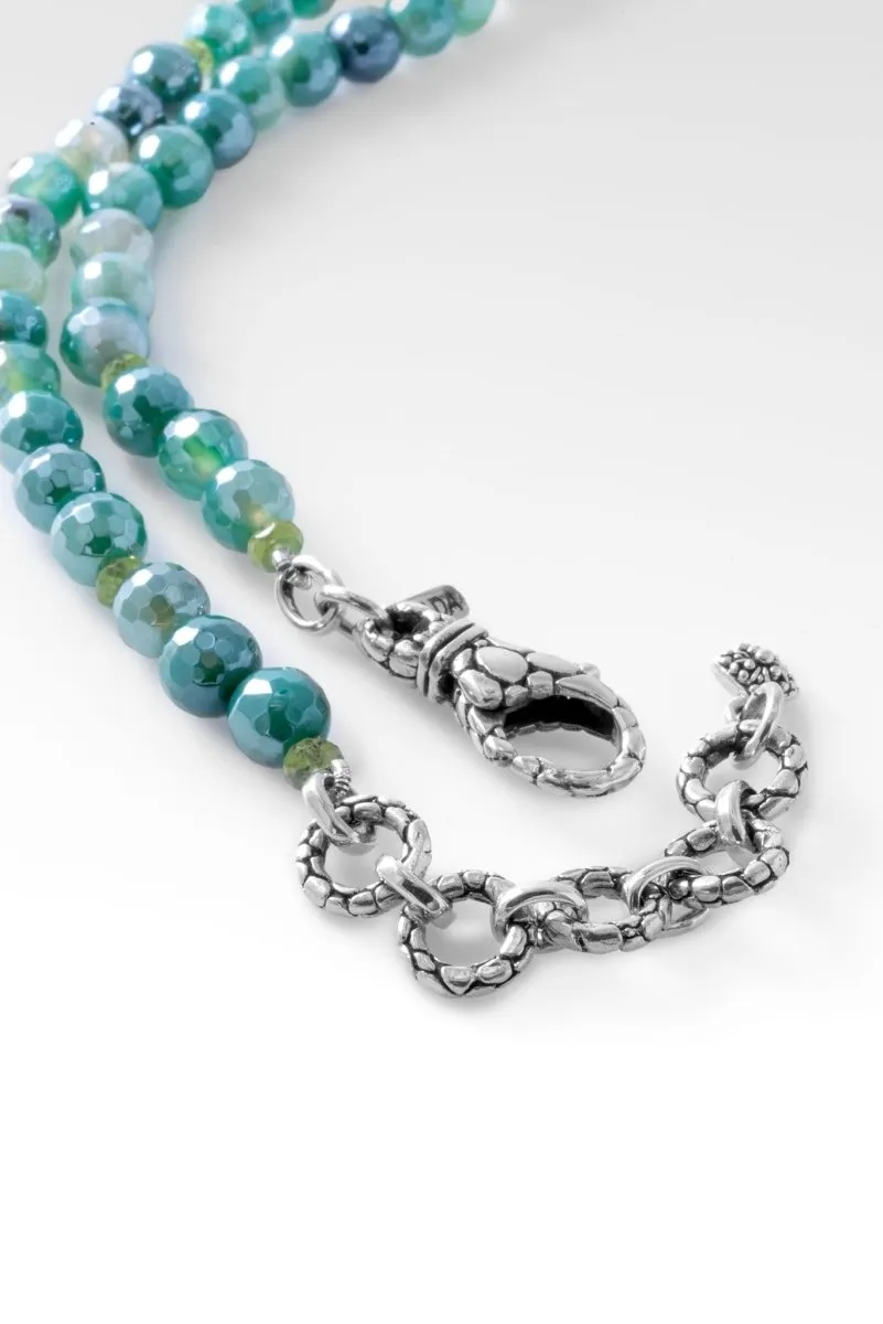 Beaded Celestial Green Agate Necklace™ in Watermark