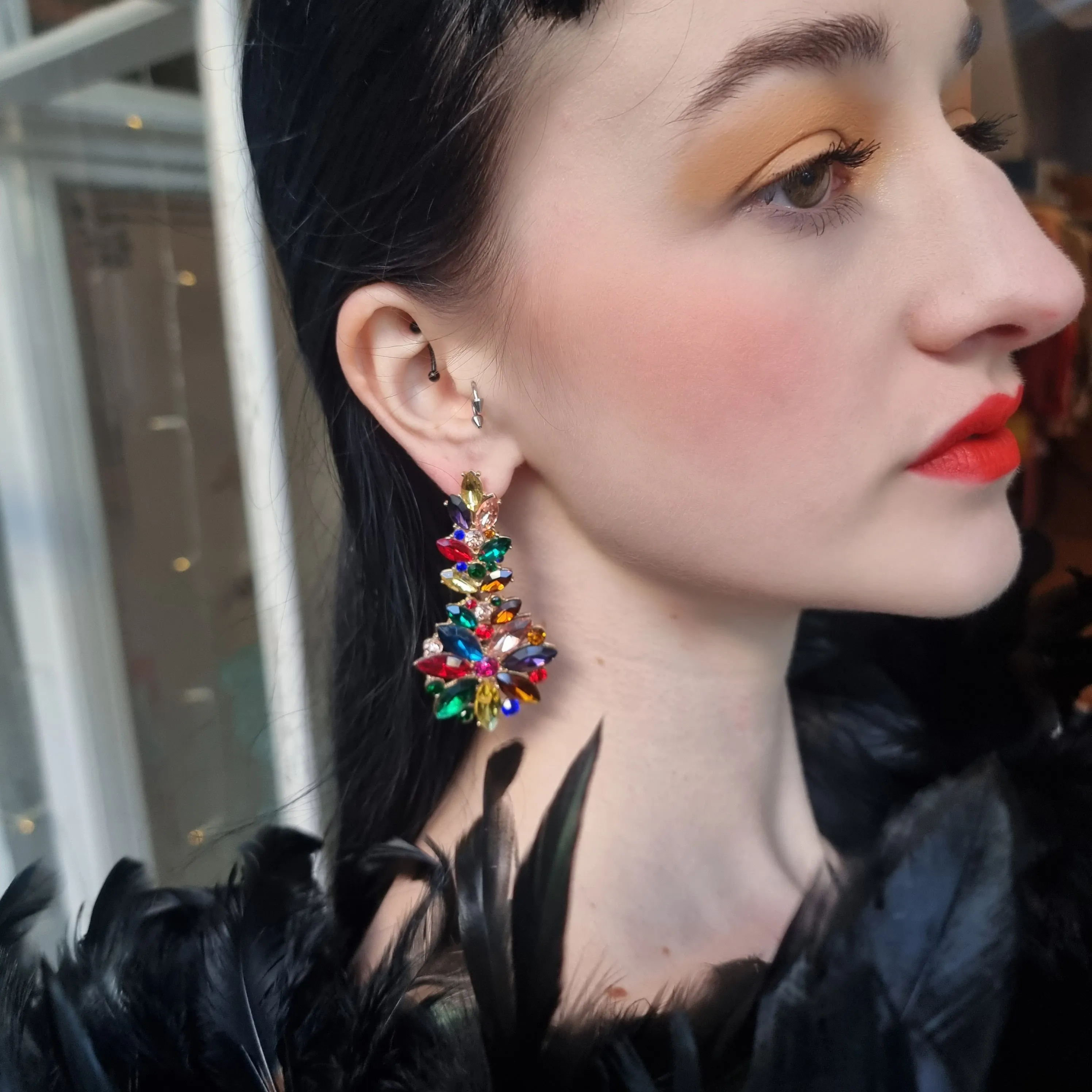 Beautiful Multi Jewel Chandelier earring