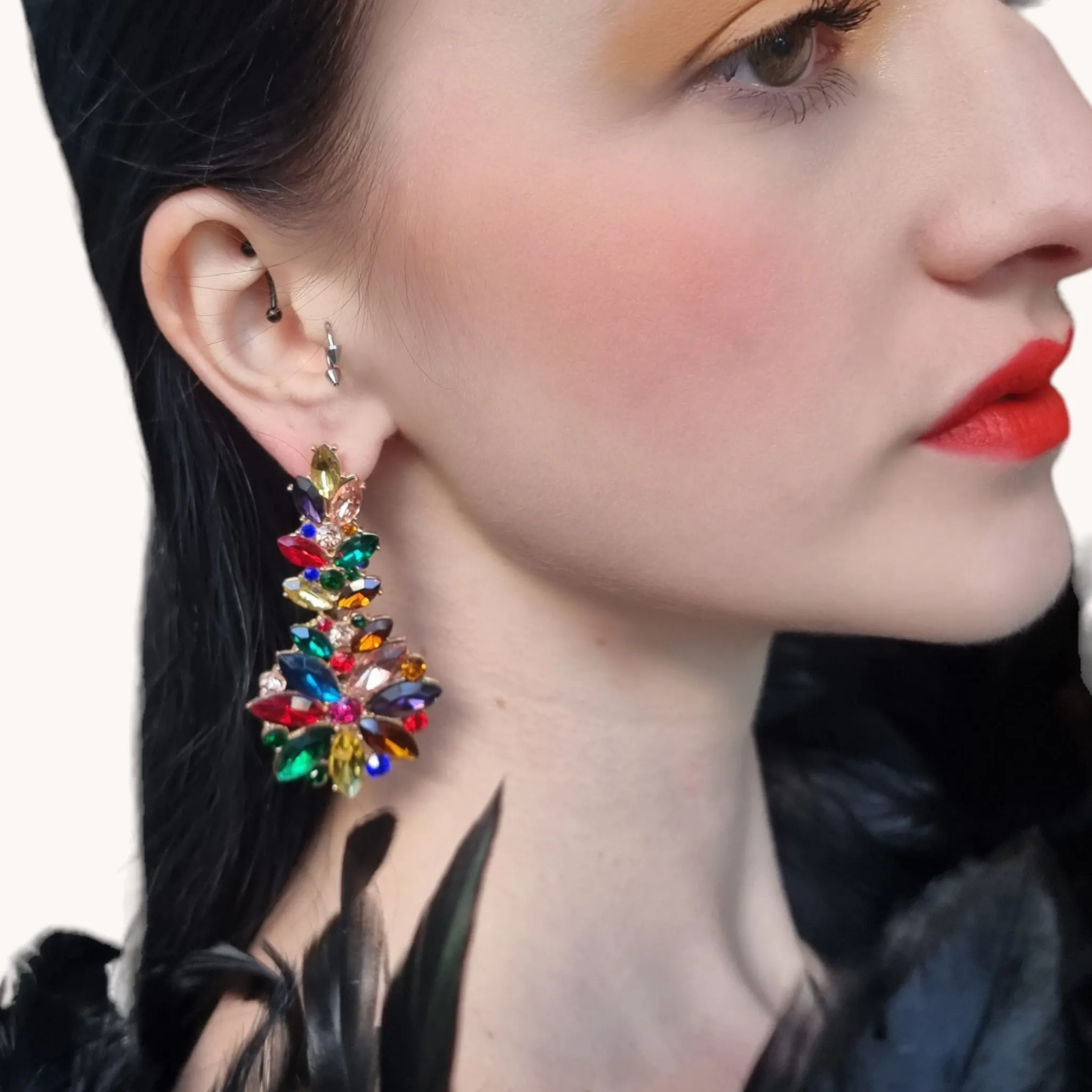 Beautiful Multi Jewel Chandelier earring