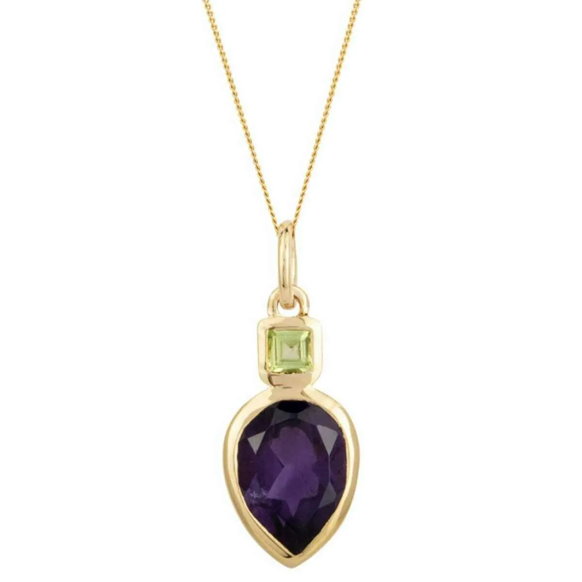 Beginnings Iris Petal Drop Pendant - Gold/Purple/Green